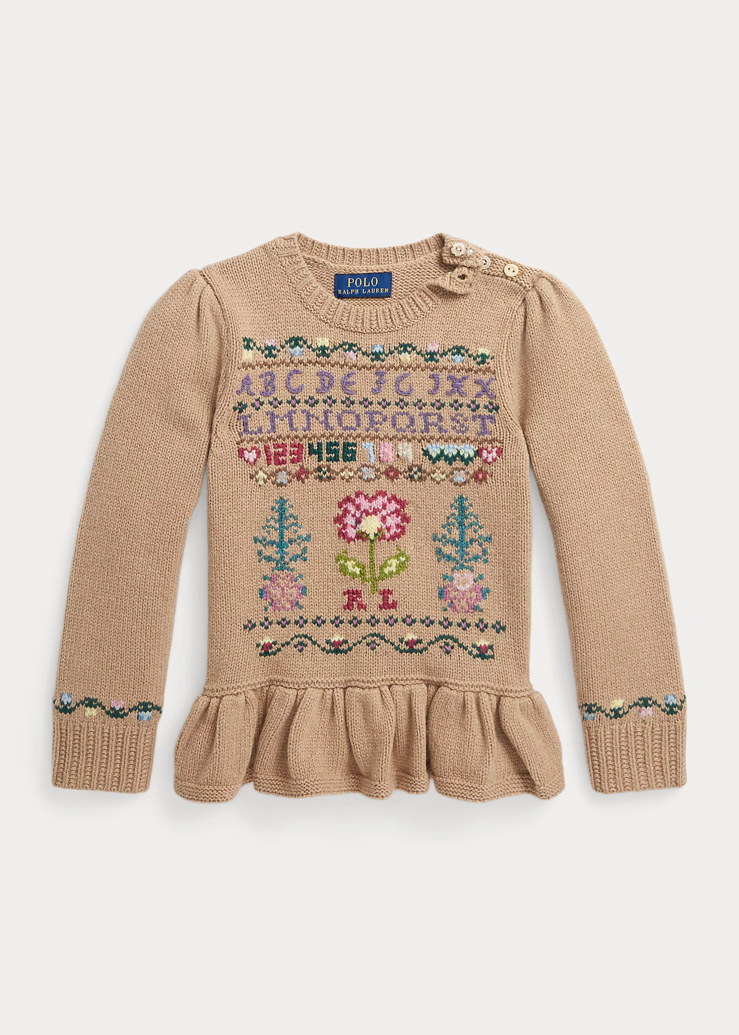 Intarsia-Knit Wool-Blend Peplum Sweater