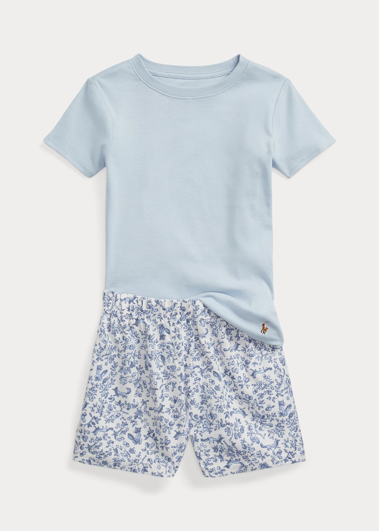 Cotton Tee & Flannel Short Sleep Set