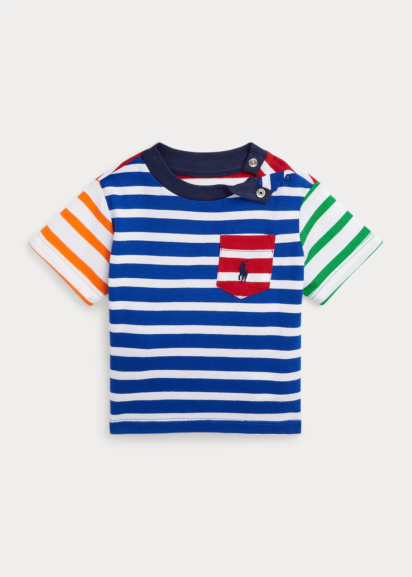 Striped Cotton Jersey Pocket Tee
