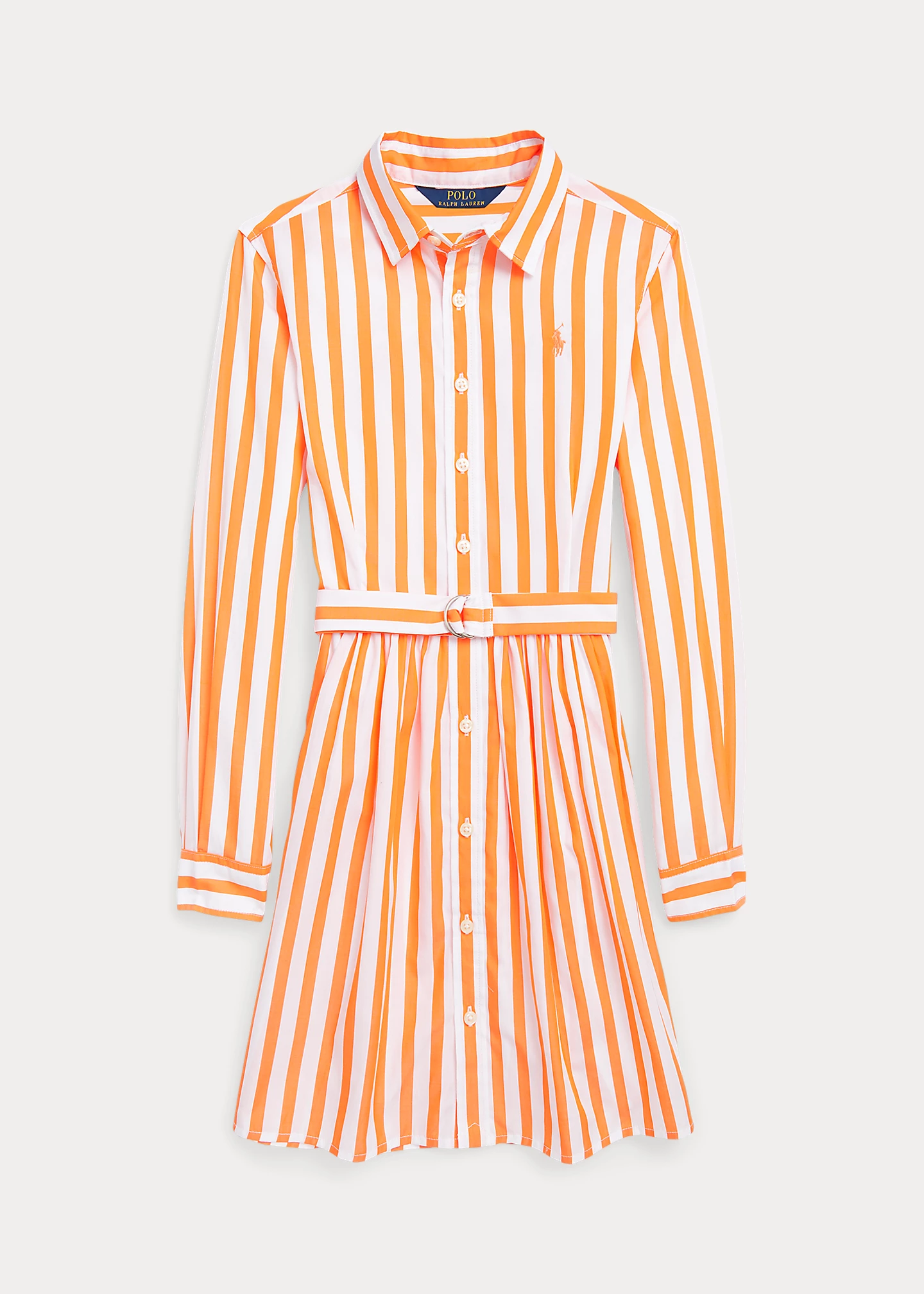 Belted Striped Cotton Poplin Shirtdress