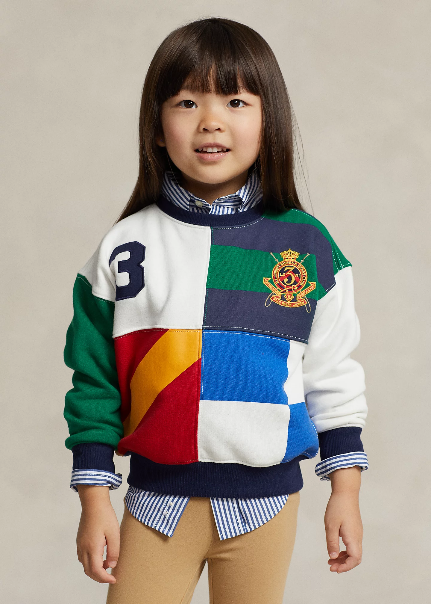 Color-Blocked Crest Fleece Sweatshirt