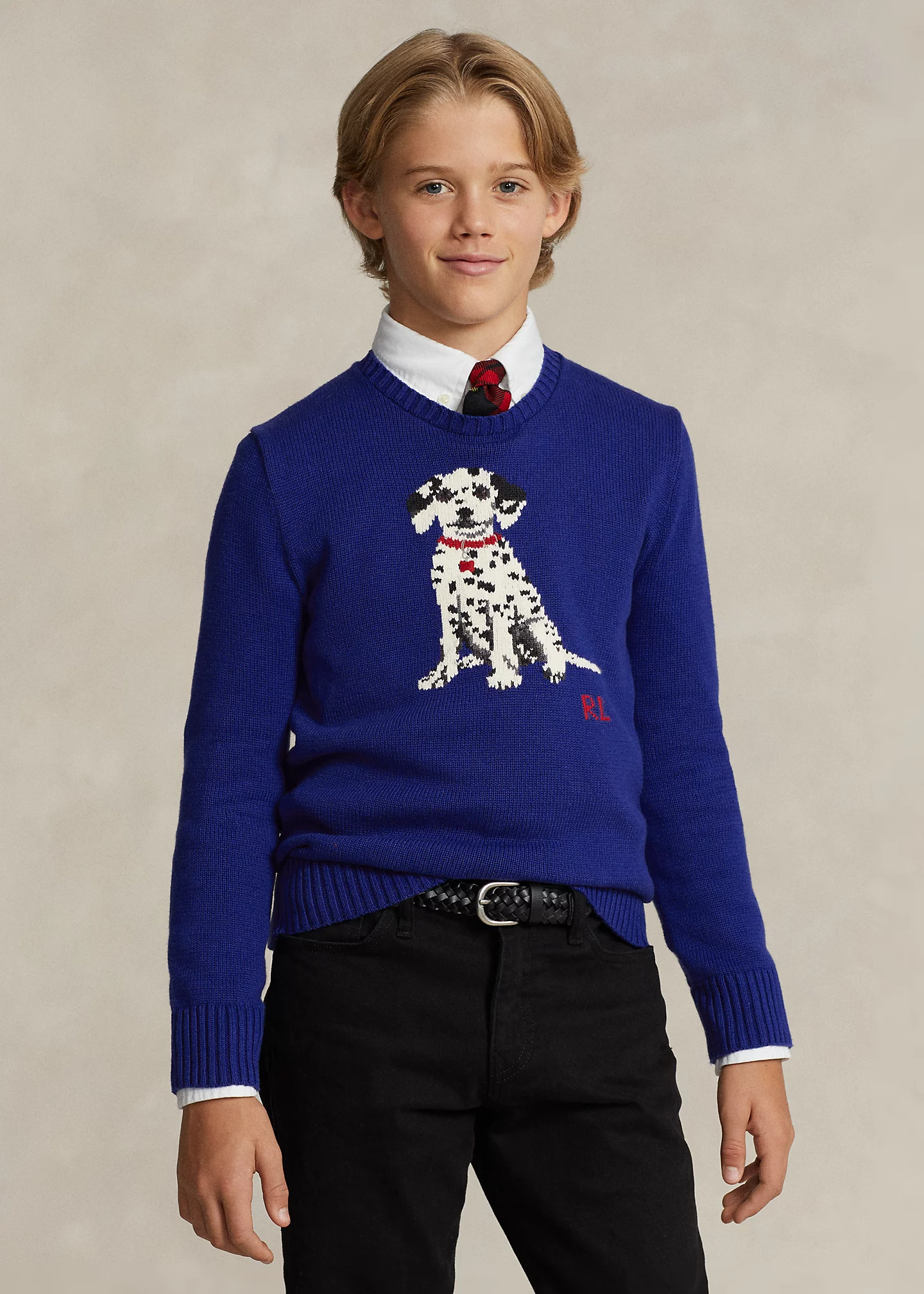 Dalmatian Intarsia-Knit Sweater