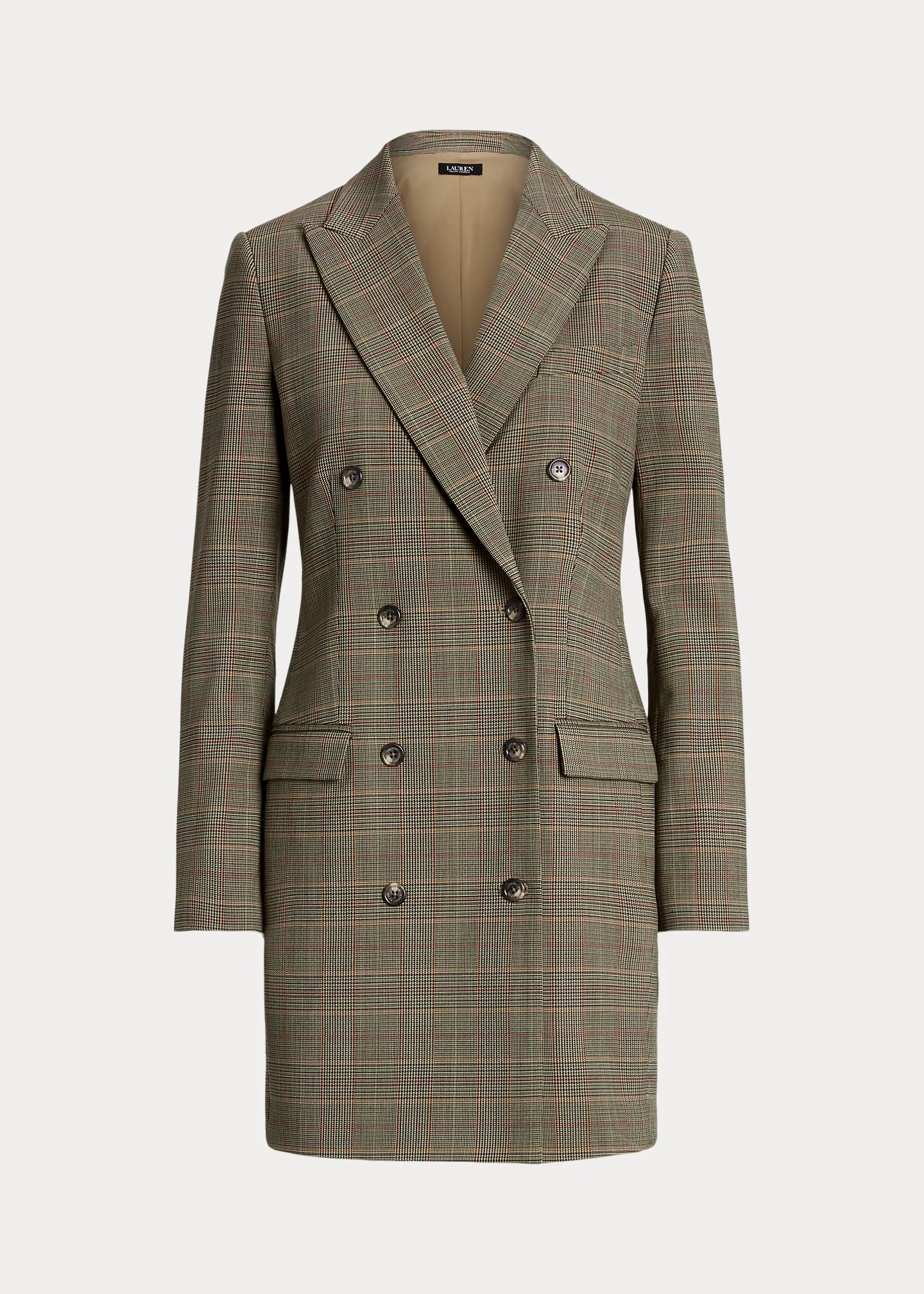 Checked Plaid Wool-Blend Twill Dress