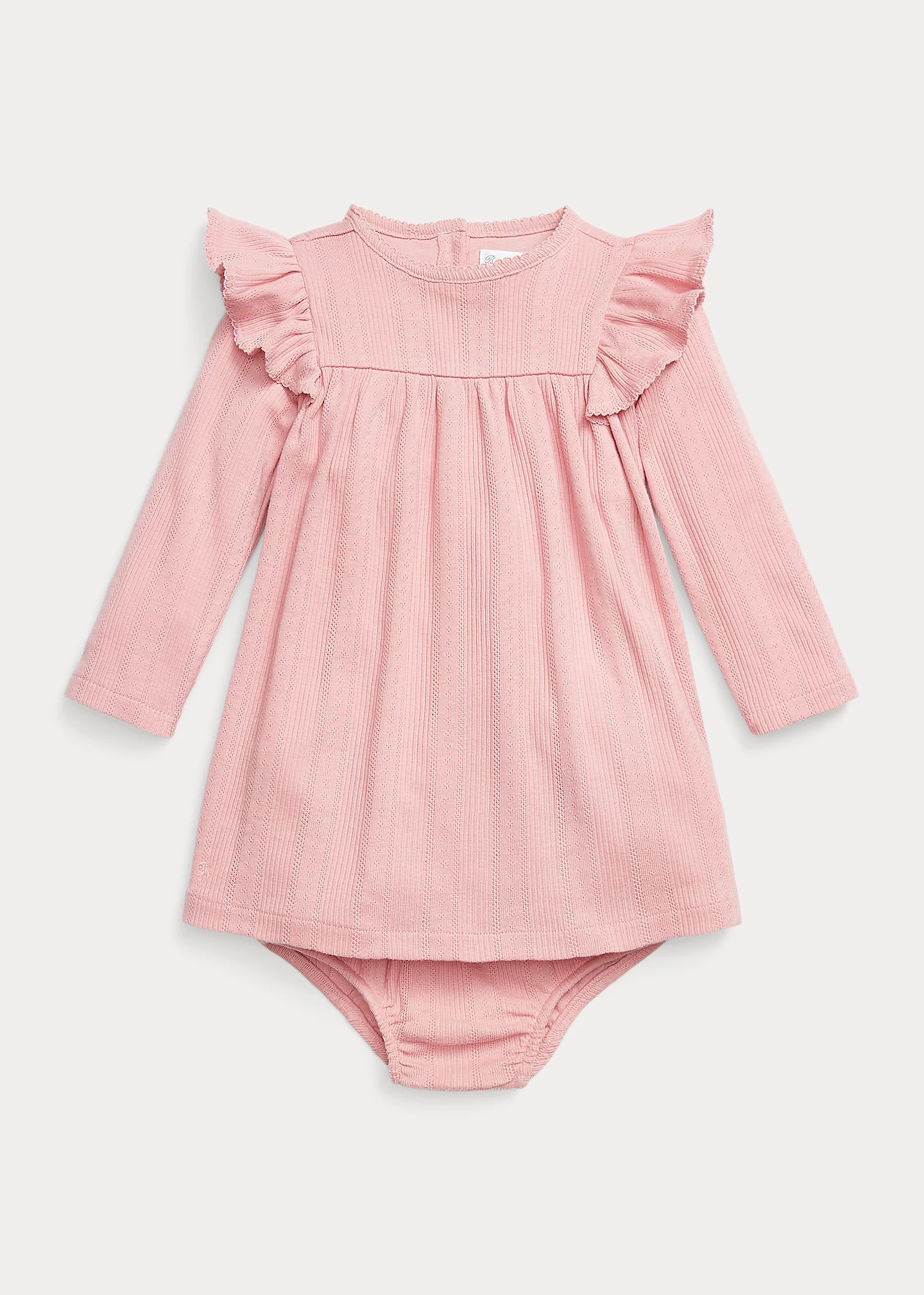 Ruffled Pointelle Cotton Dress & Bloomer
