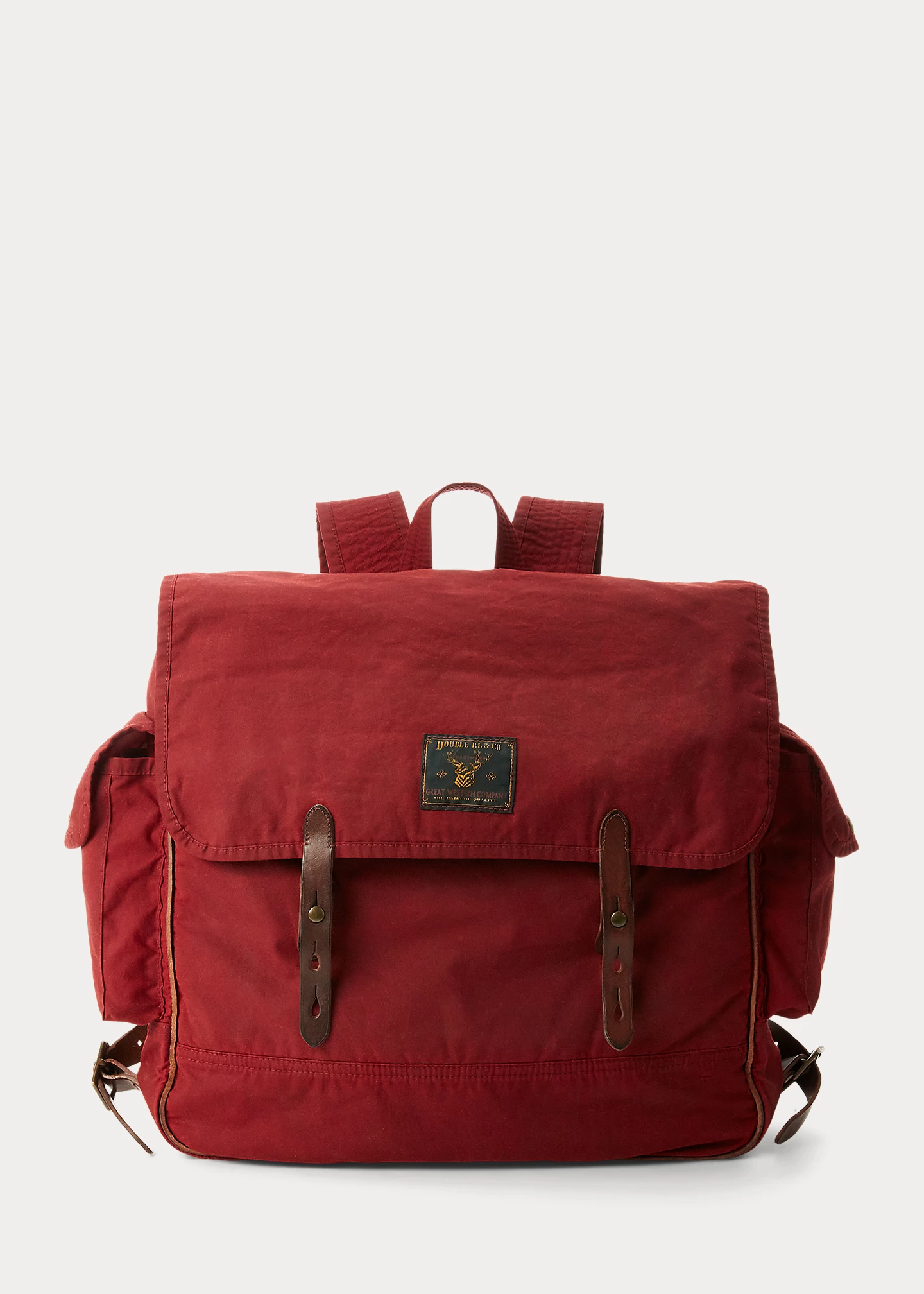 Leather-Trim Oilcloth Backpack