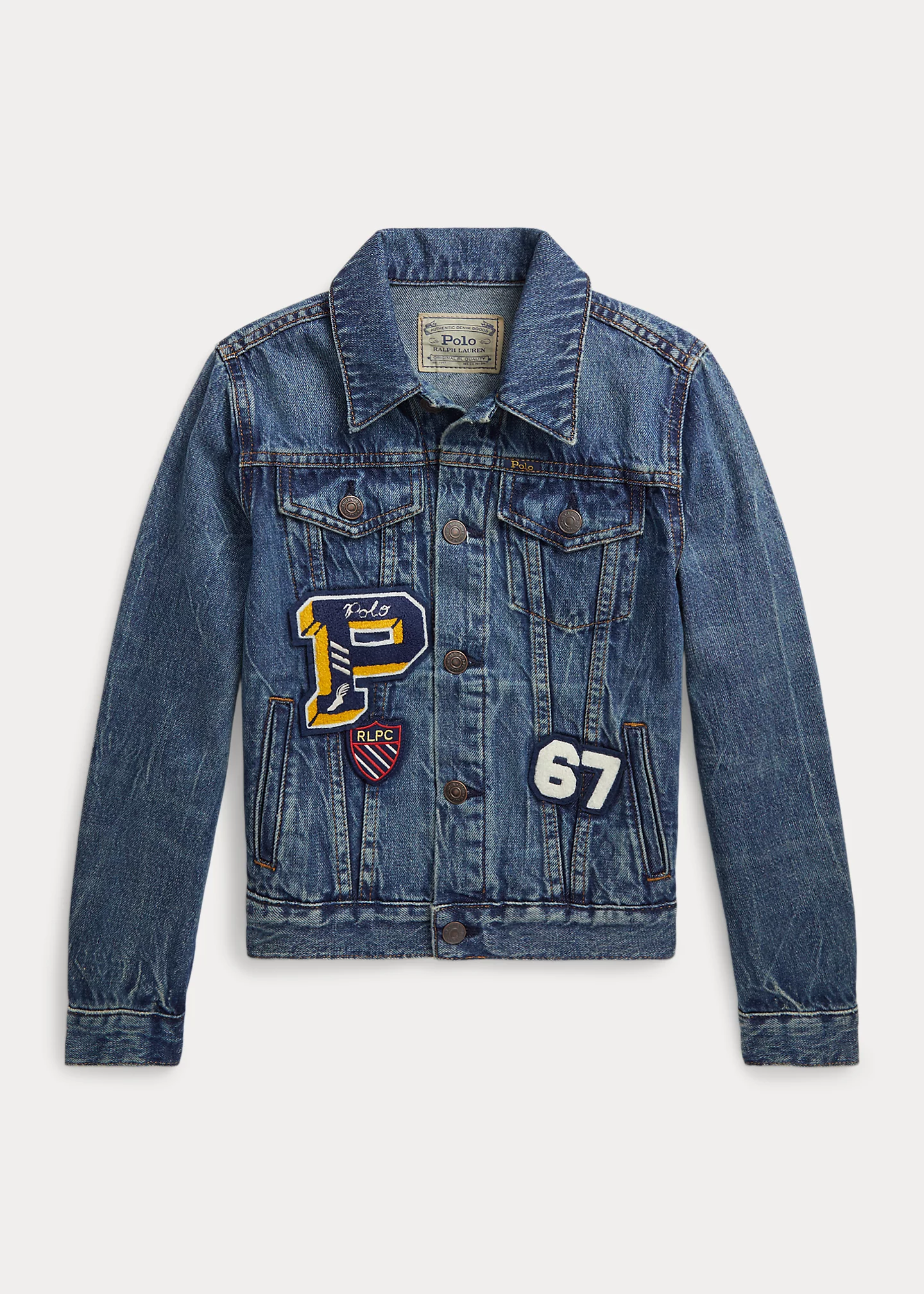 Letterman-Patches Denim Trucker Jacket