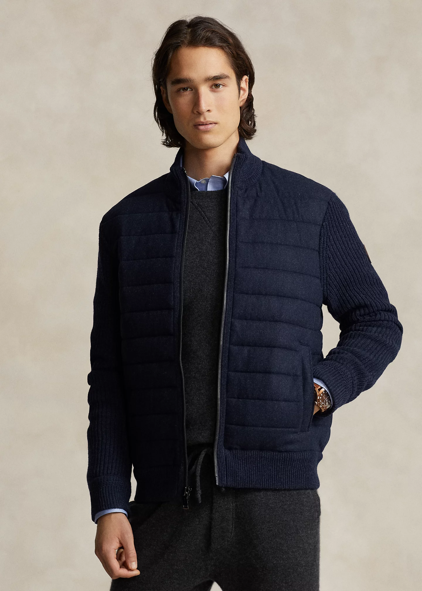 Wool-Cashmere Hybrid Full-Zip Sweater