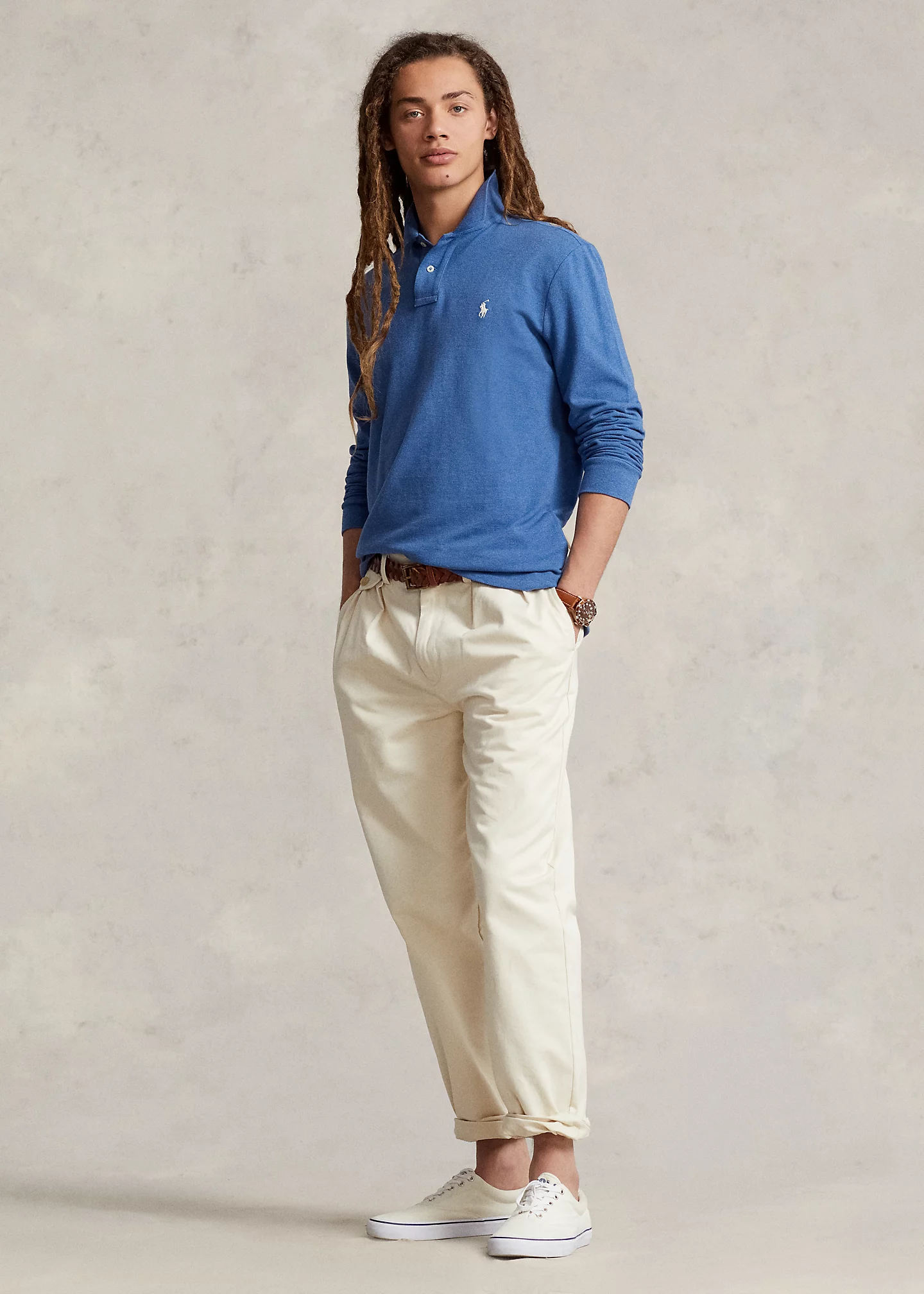 Mesh Long-Sleeve Polo Shirt – All Fits