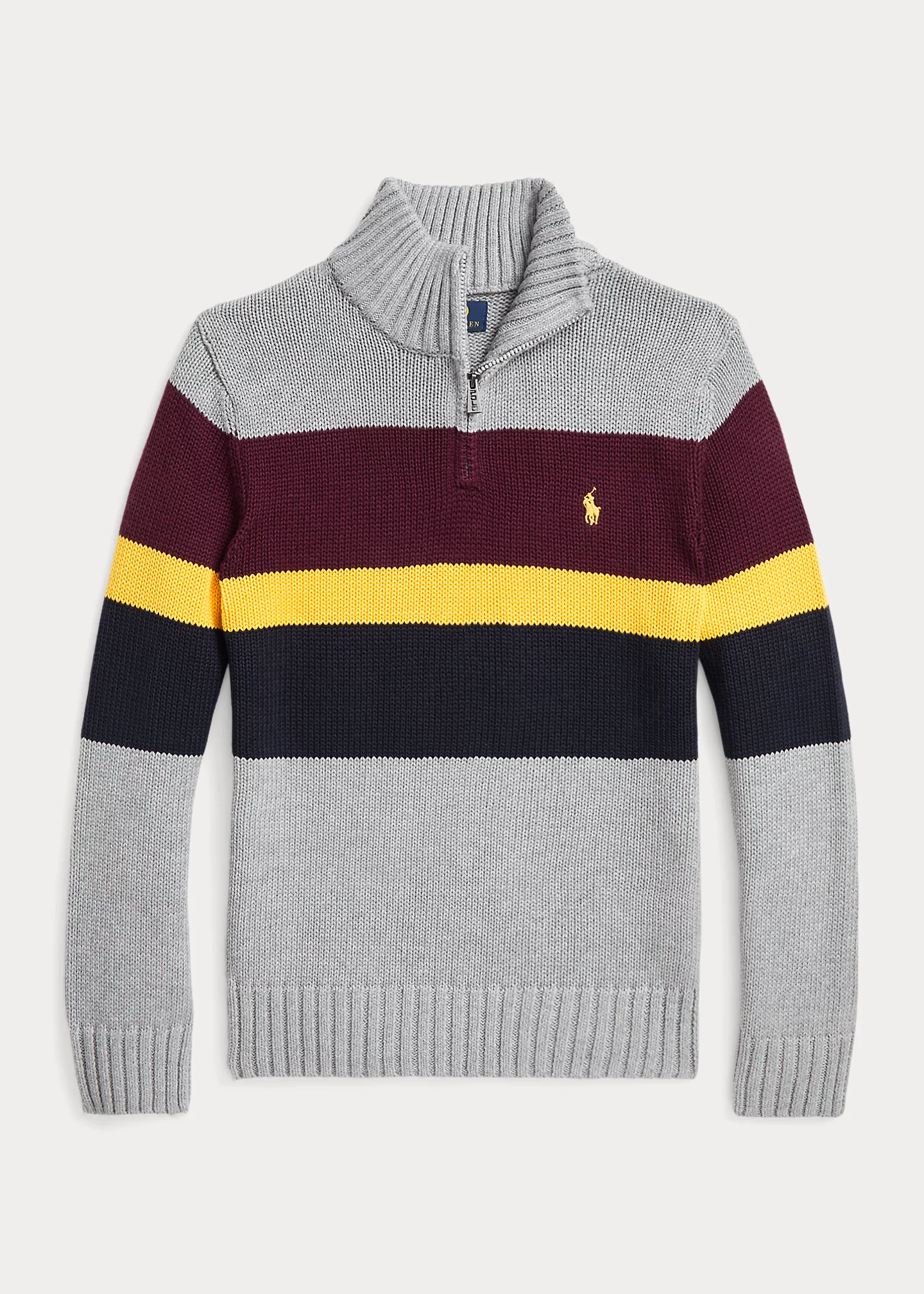 Striped Cotton Quarter-Zip Sweater