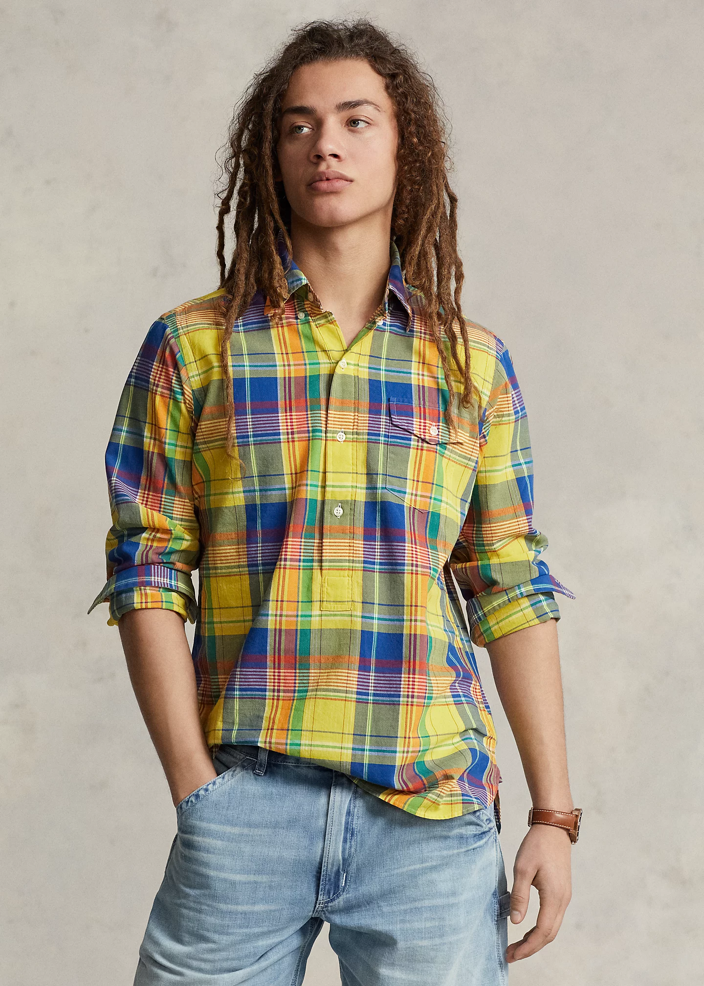Classic Fit Madras Popover Shirt