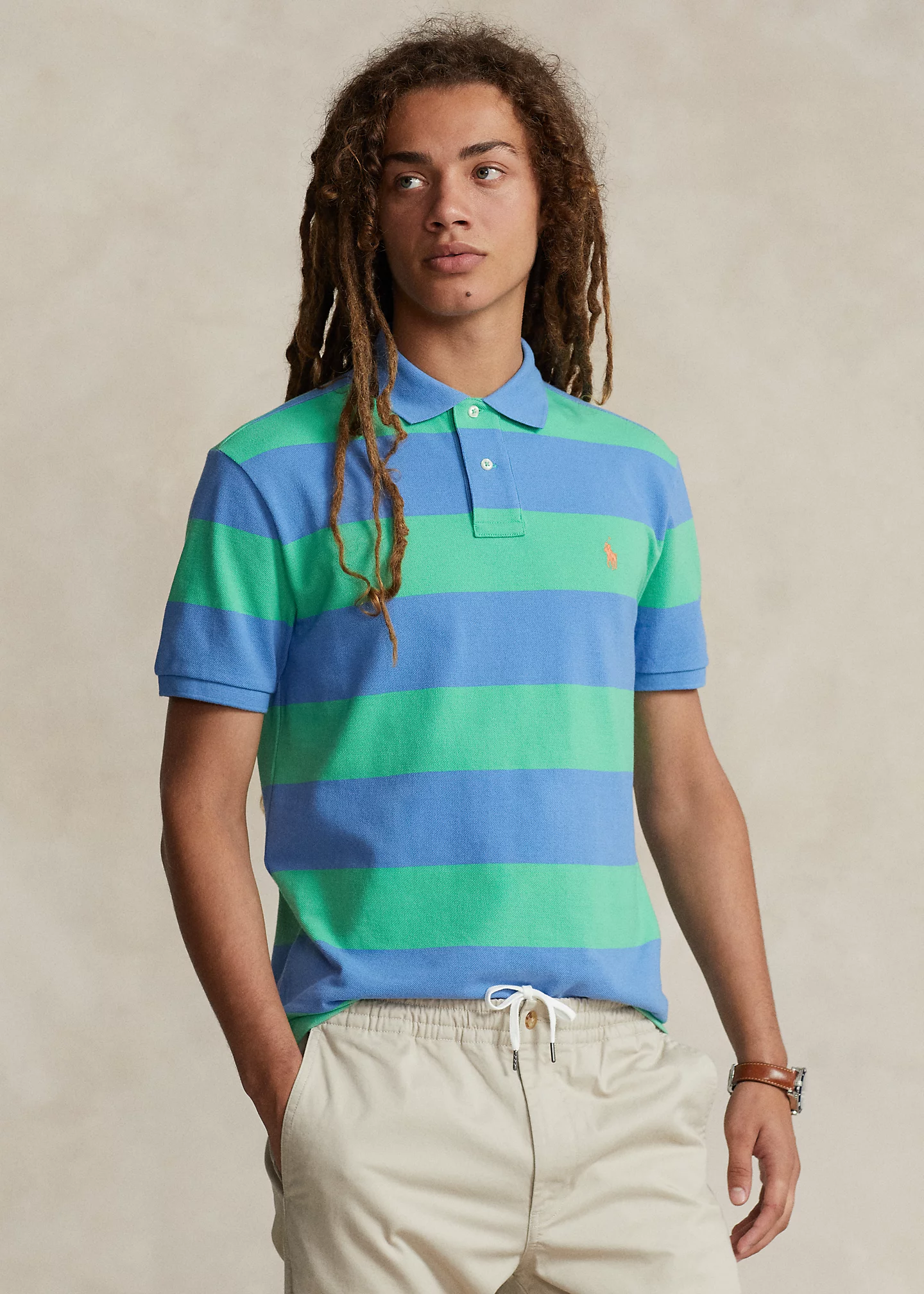 Custom Slim Fit Striped Mesh Polo Shirt
