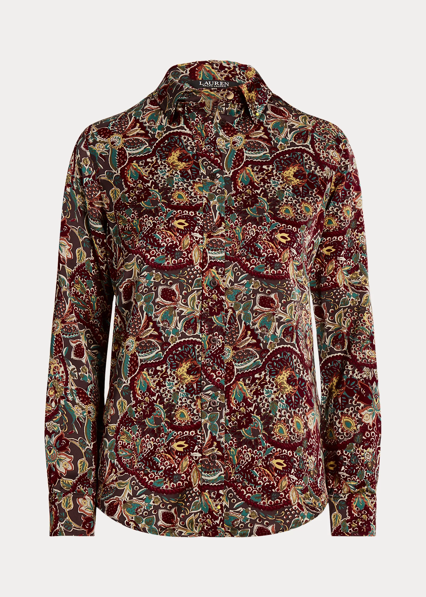 Floral Satin Charmeuse Shirt