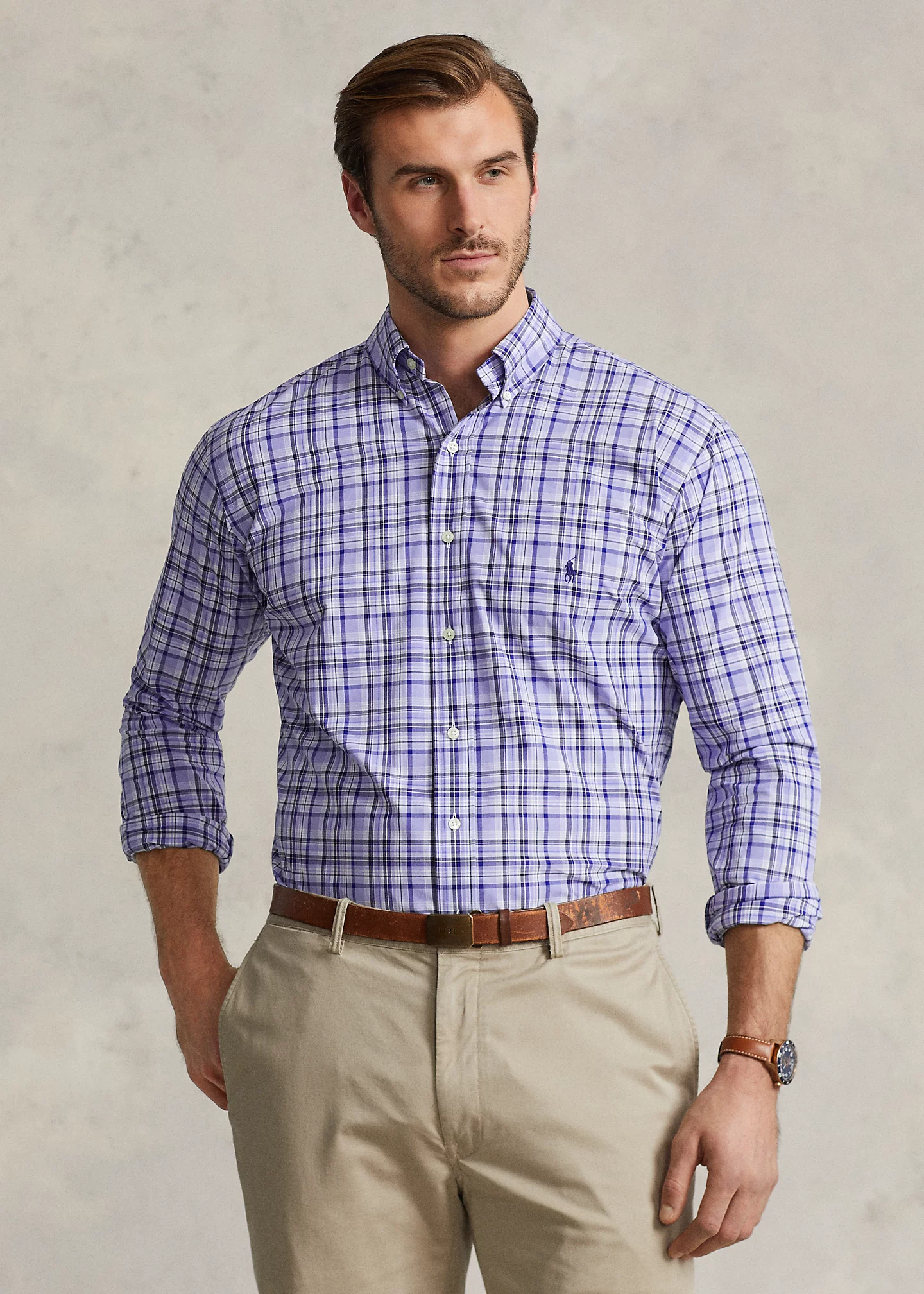 Plaid Stretch Poplin Shirt
