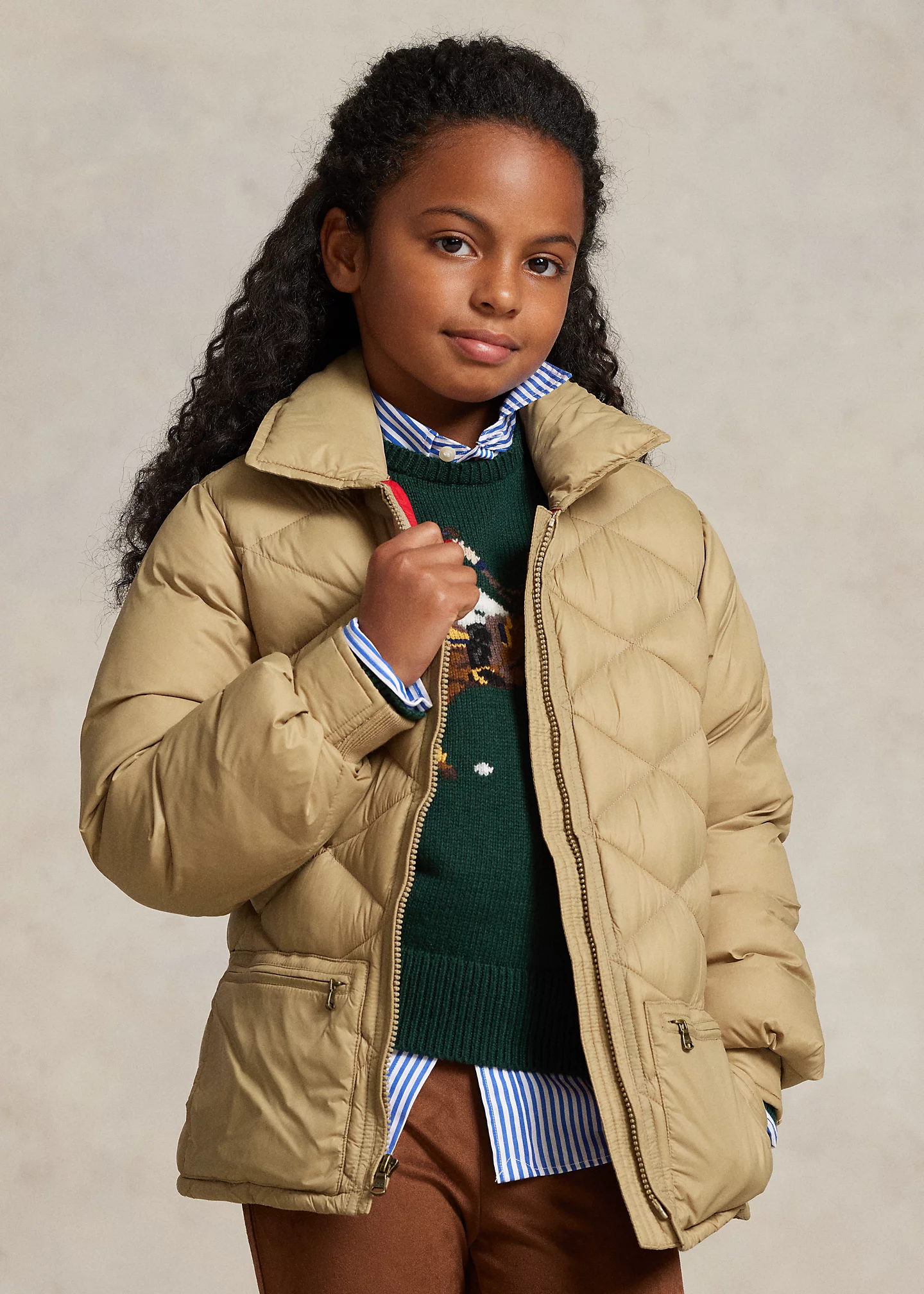 Water-Repellent Belted Quilted Jacket