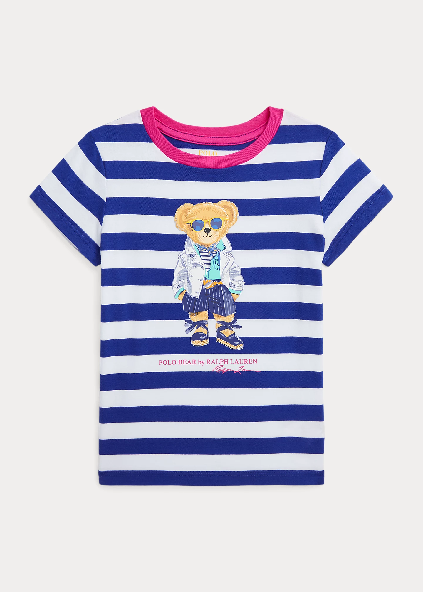 Striped Polo Bear Cotton Jersey Tee