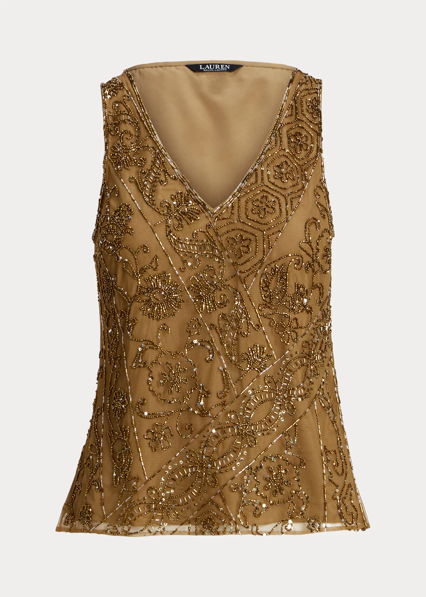 Beaded Mesh Sleeveless Blouse