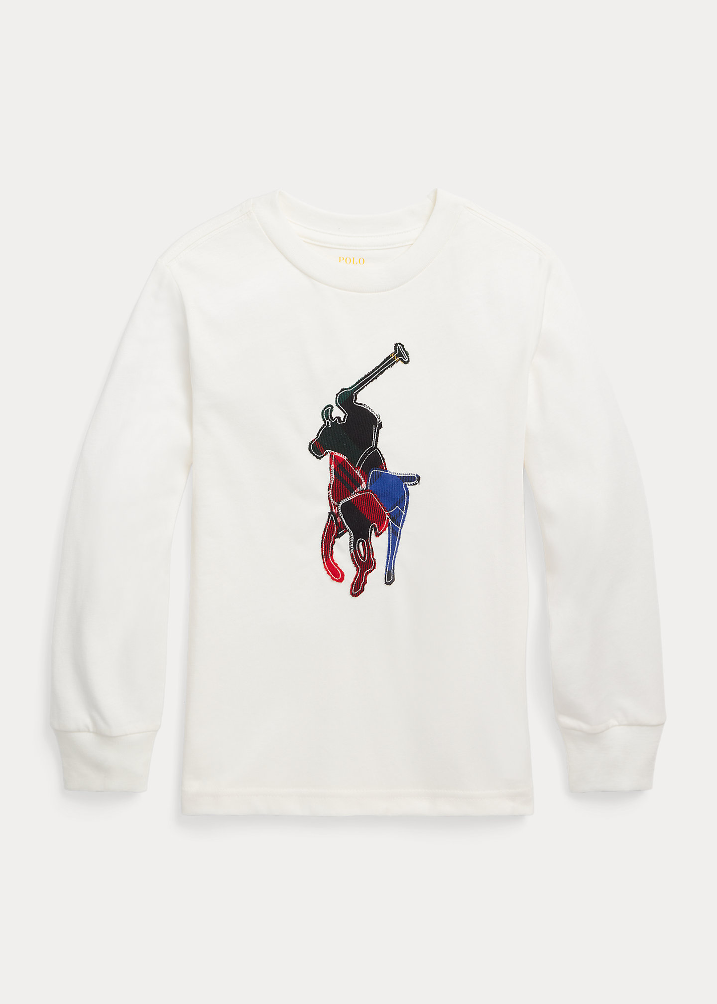 Plaid Big Pony Cotton Long-Sleeve Tee