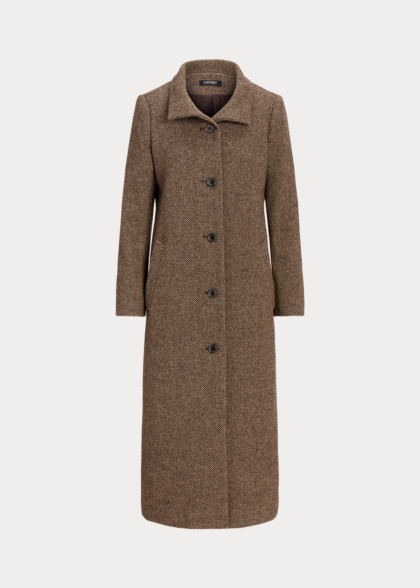 Wool-Blend Twill Funnelneck Coat
