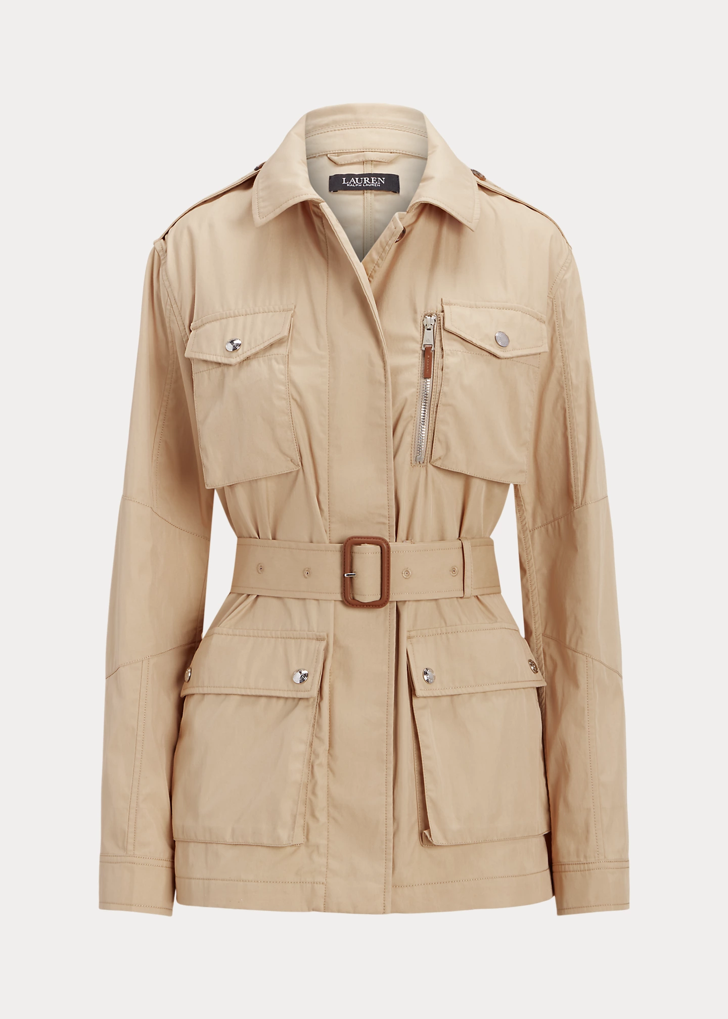 Belted Cotton Twill Field Jacket