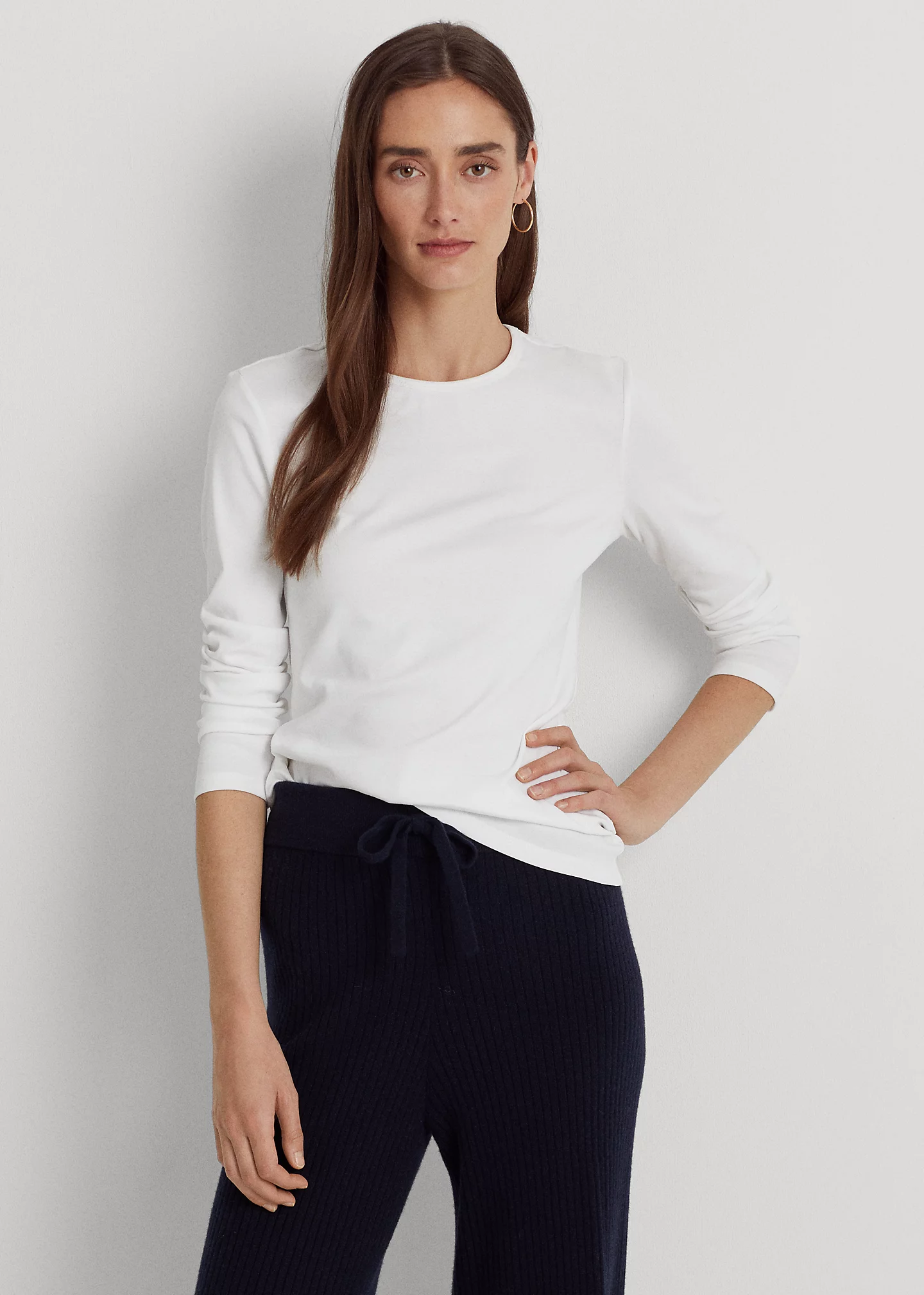 Cotton-Blend Long-Sleeve Top