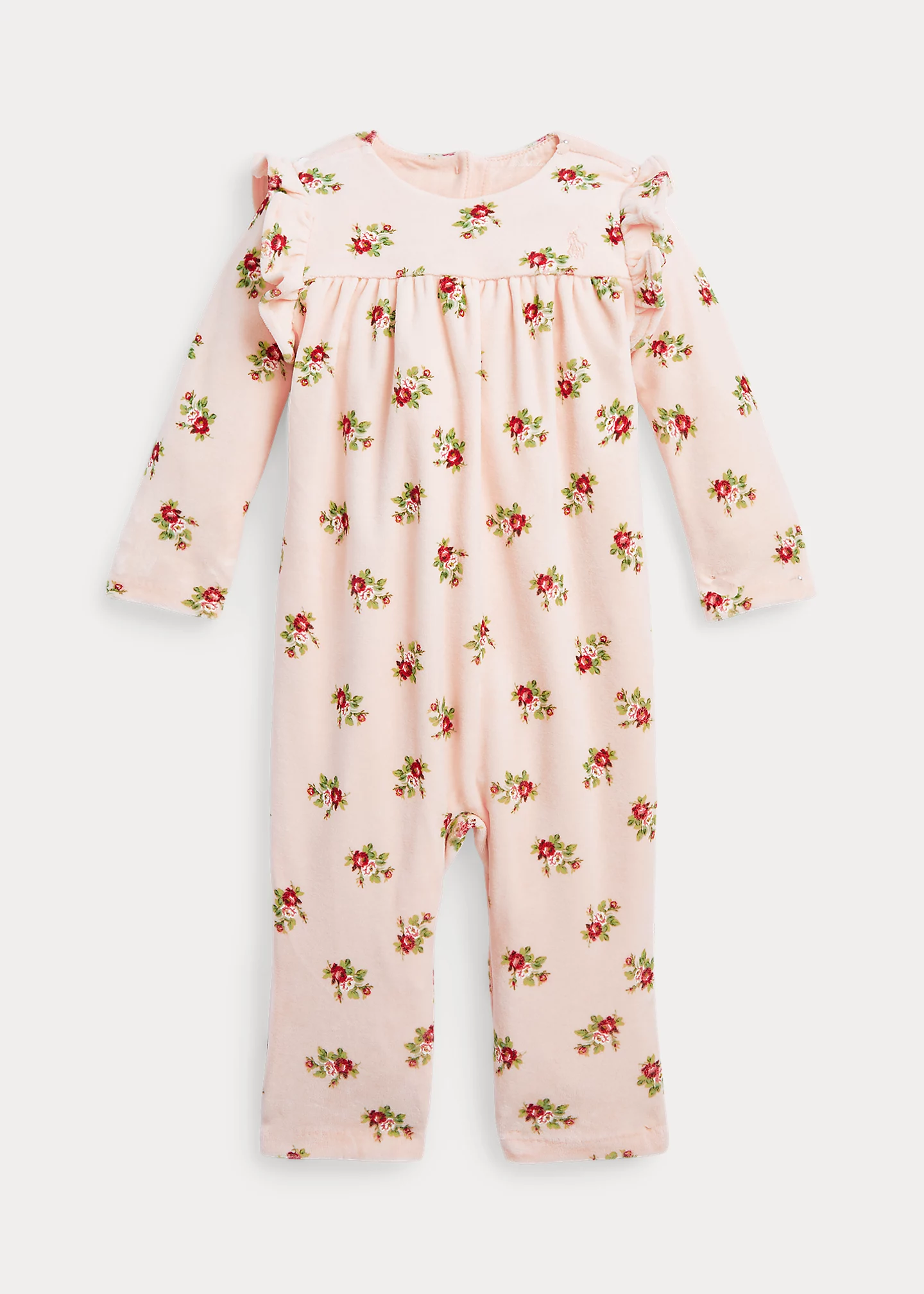 Floral Ruffled Velour Coverall