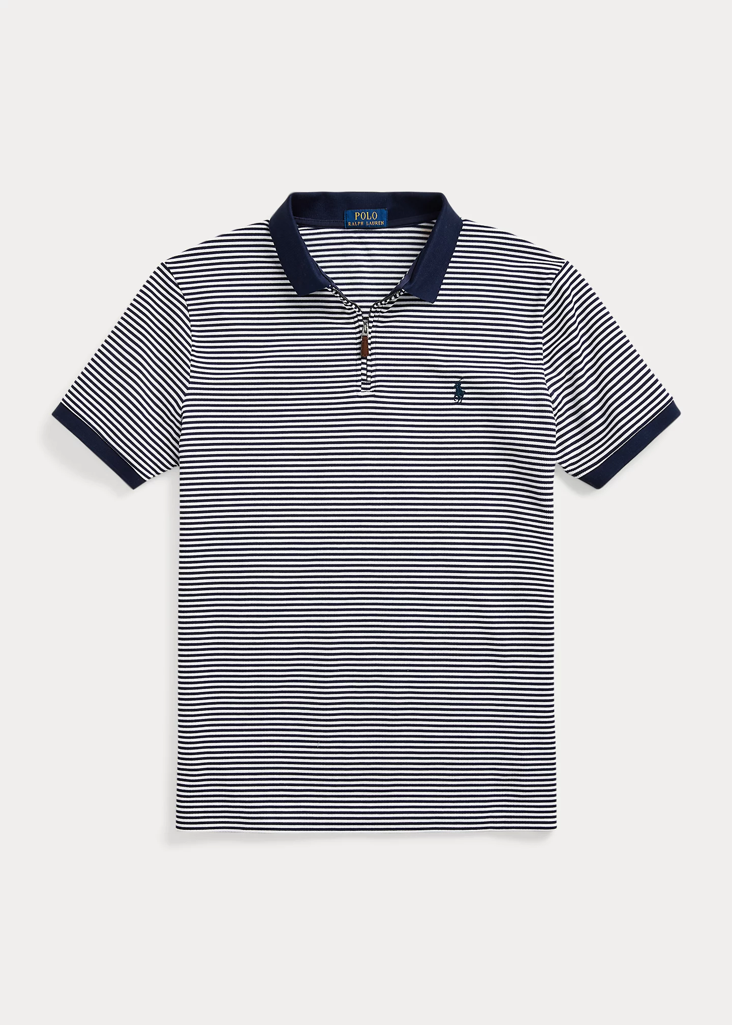 Custom Slim Stretch Mesh Zip Polo Shirt