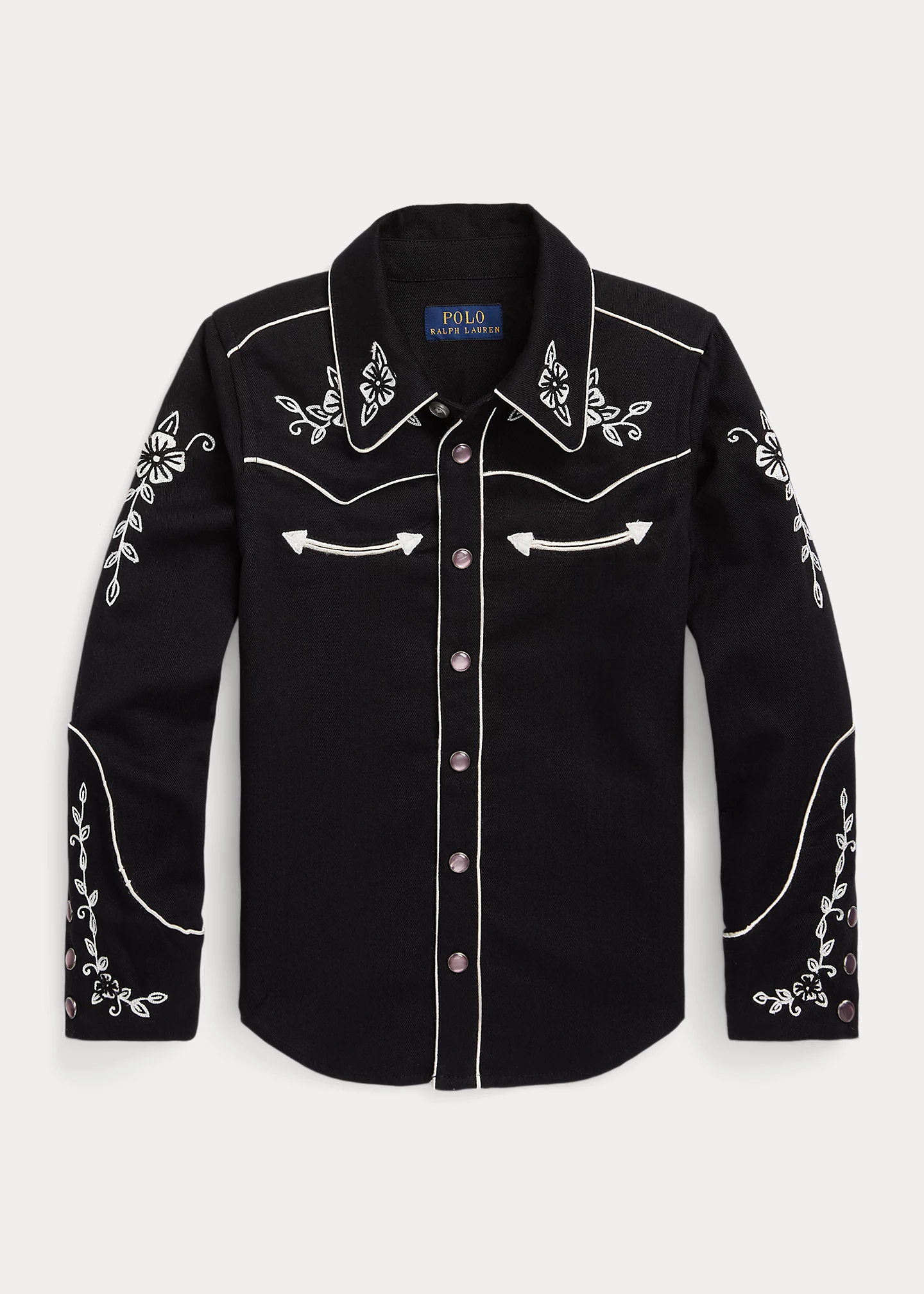 Embroidered Cotton Twill Western Shirt