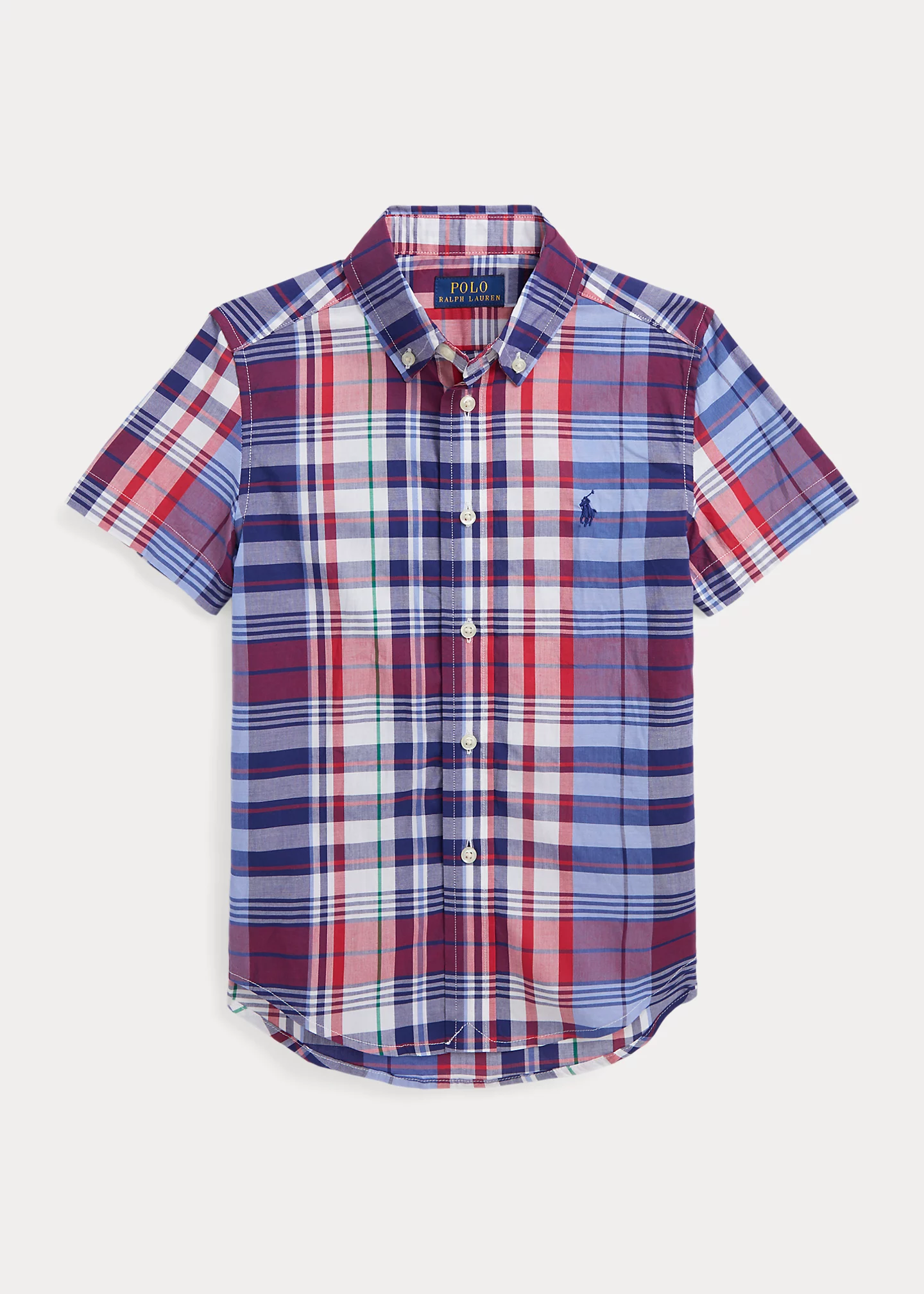 Plaid Cotton Poplin Short-Sleeve Shirt