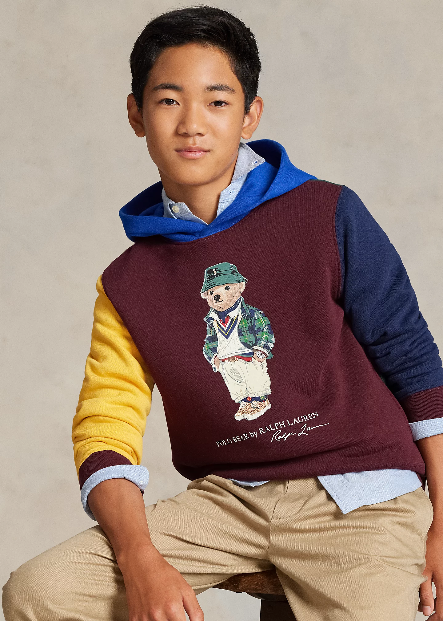 Polo Bear Color-Blocked Fleece Hoodie