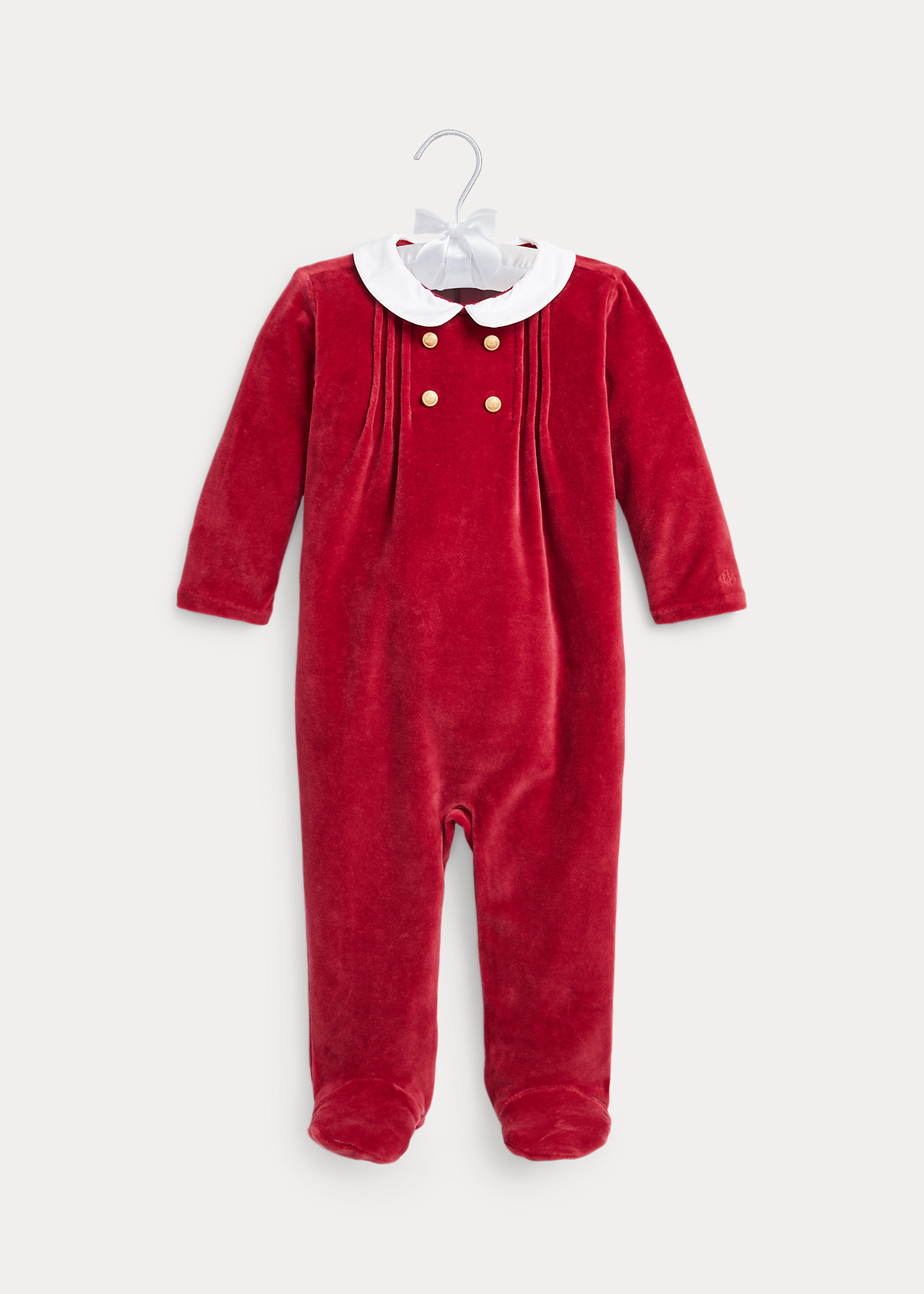 Pleated Velour Footed Coverall