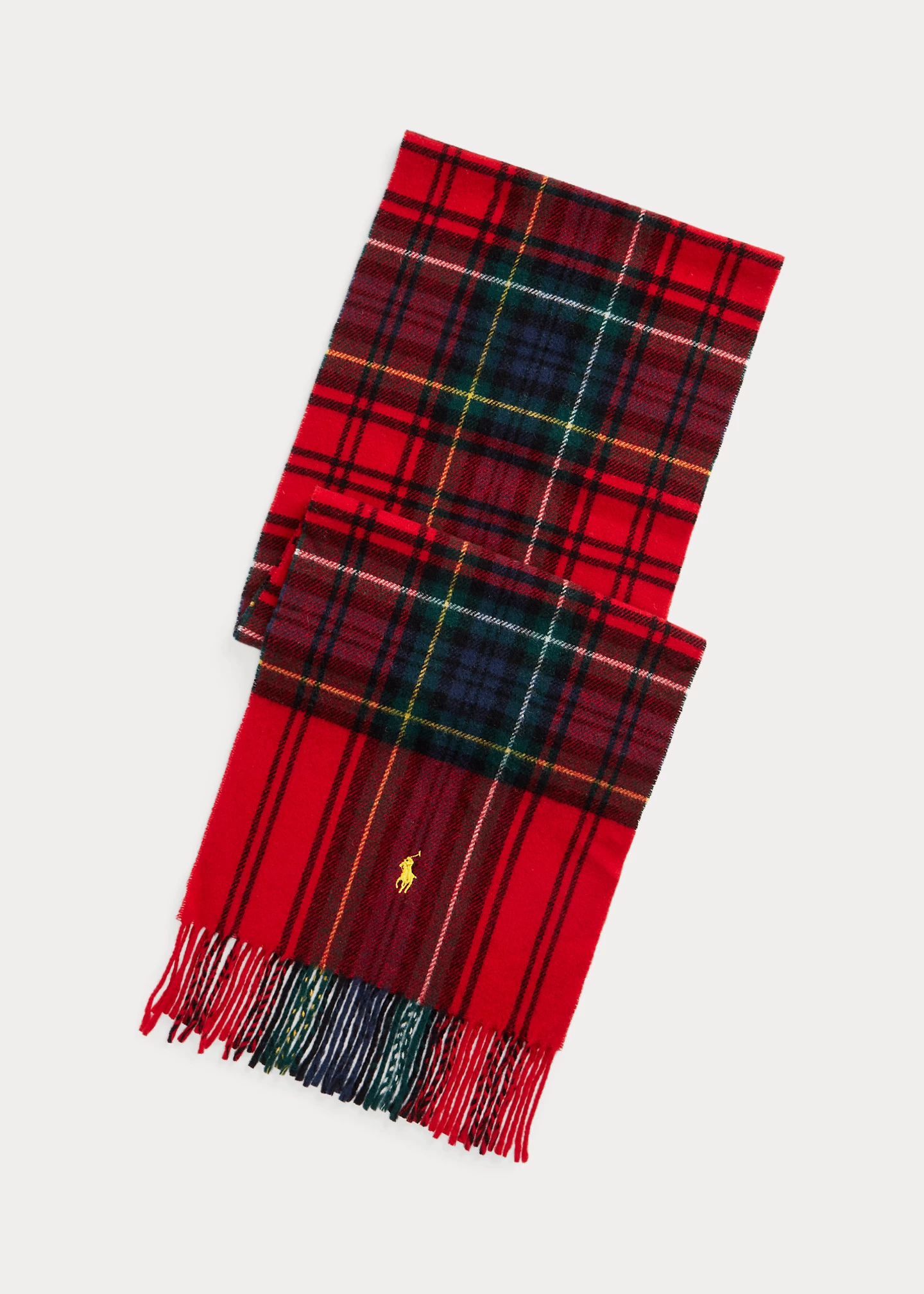 Plaid Fringe Wool Scarf