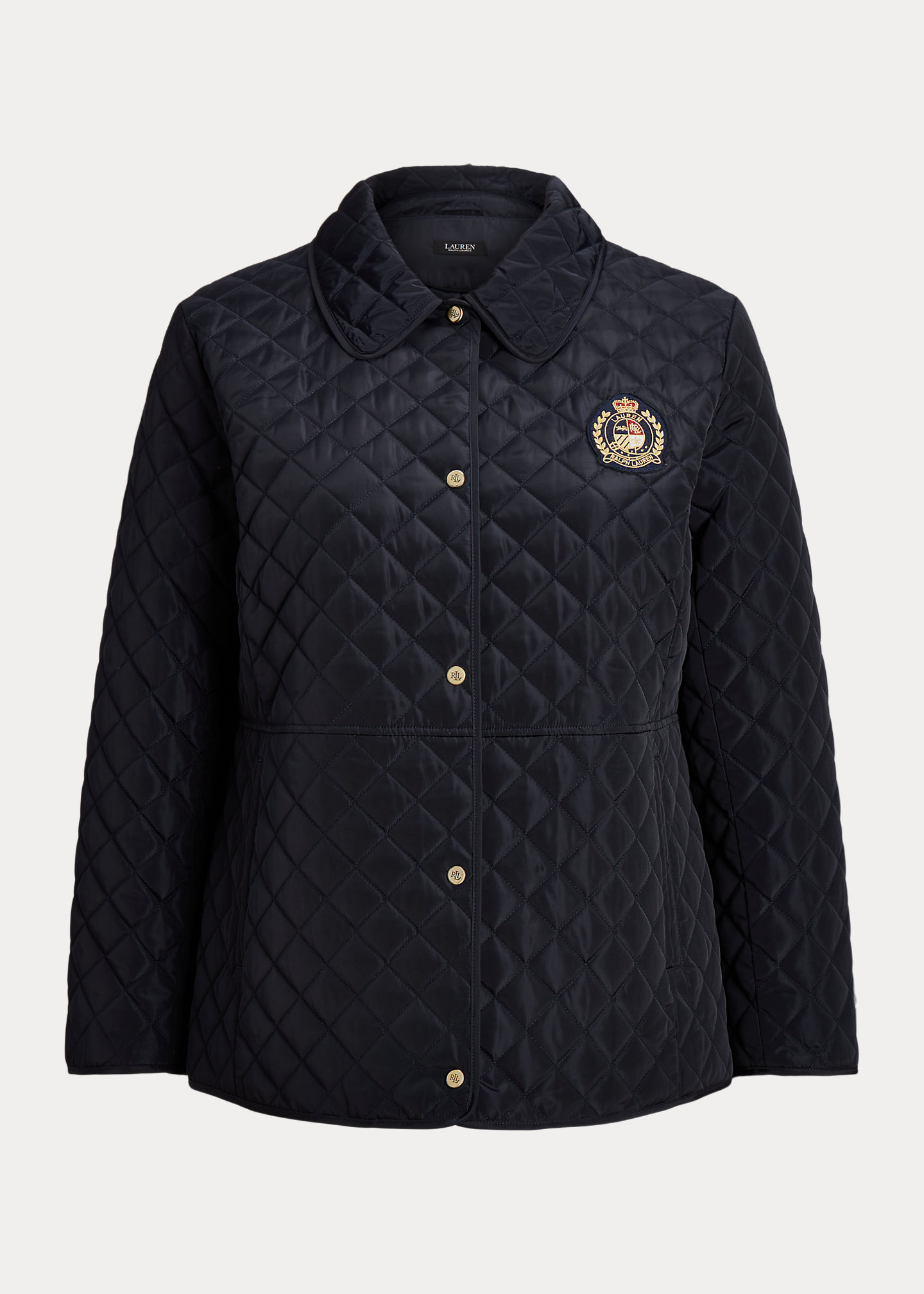 Crest-Patch Diamond-Quilted Jacket