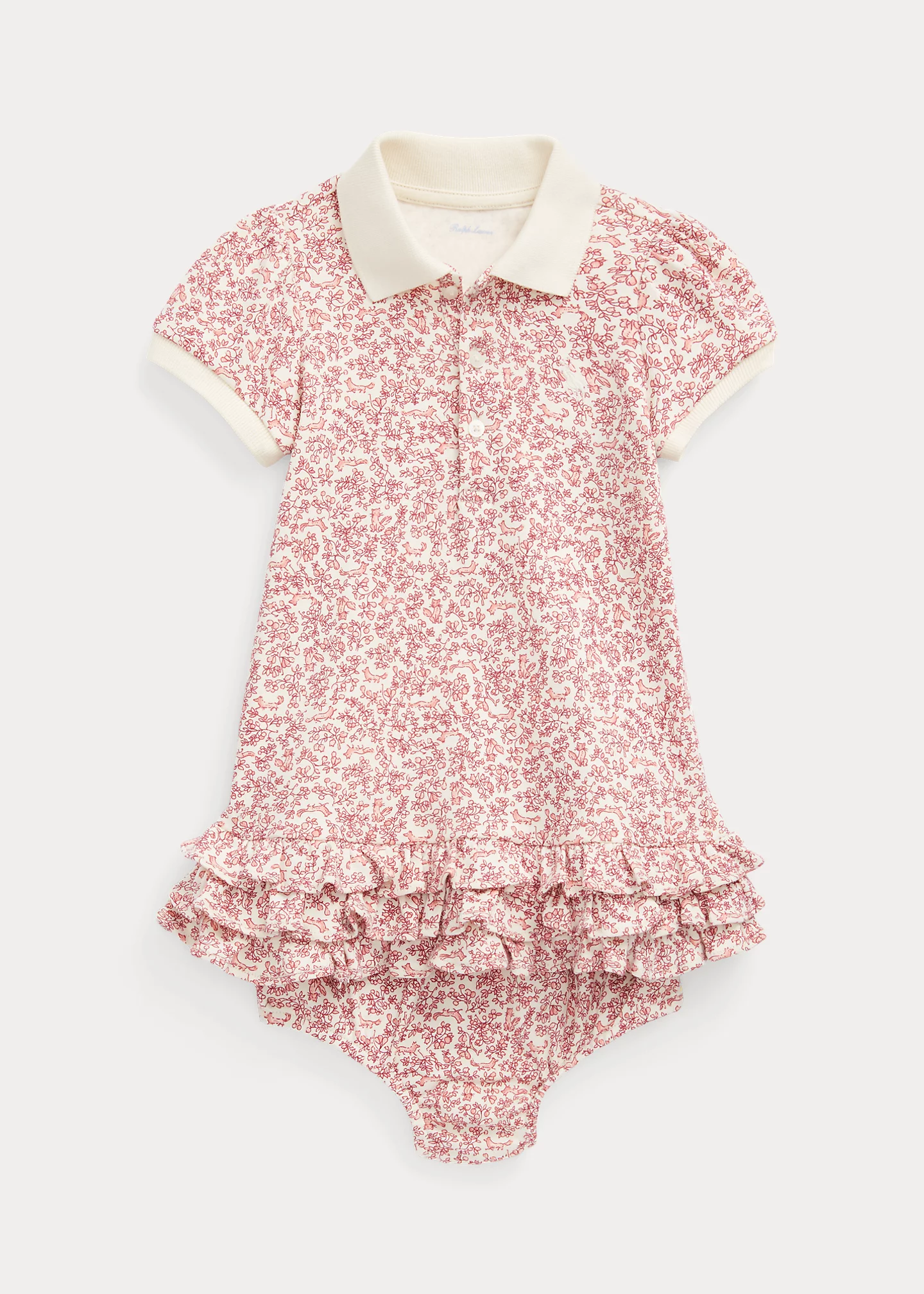 Fox-Print Cotton Polo Dress & Bloomer