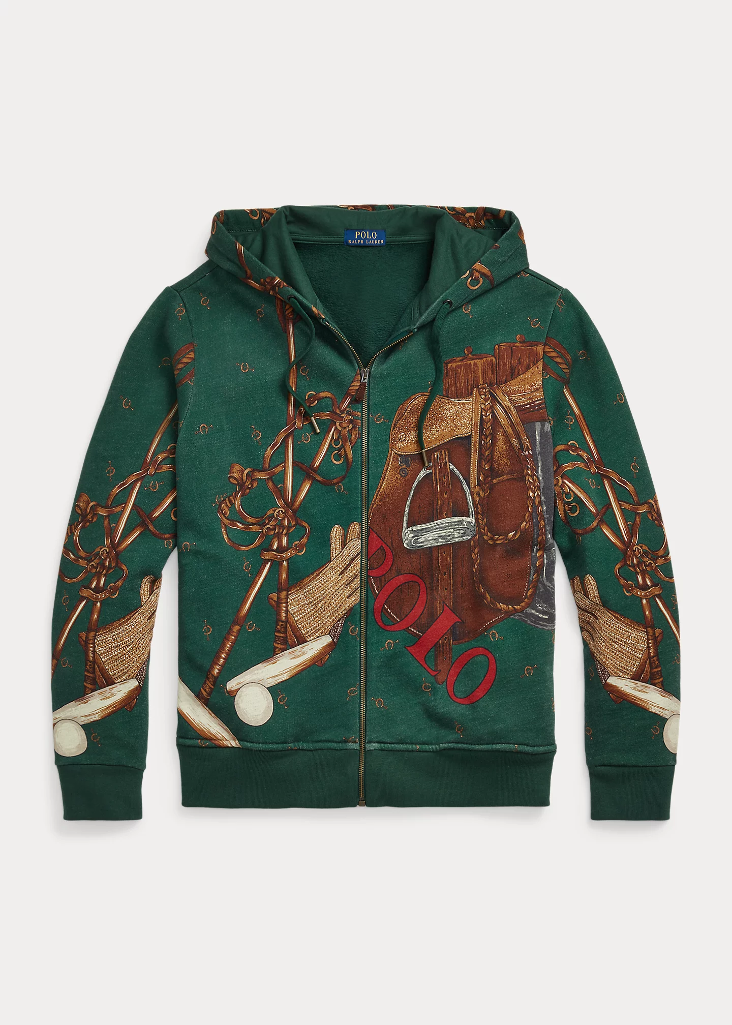 Saddle-Print Fleece Full-Zip Hoodie