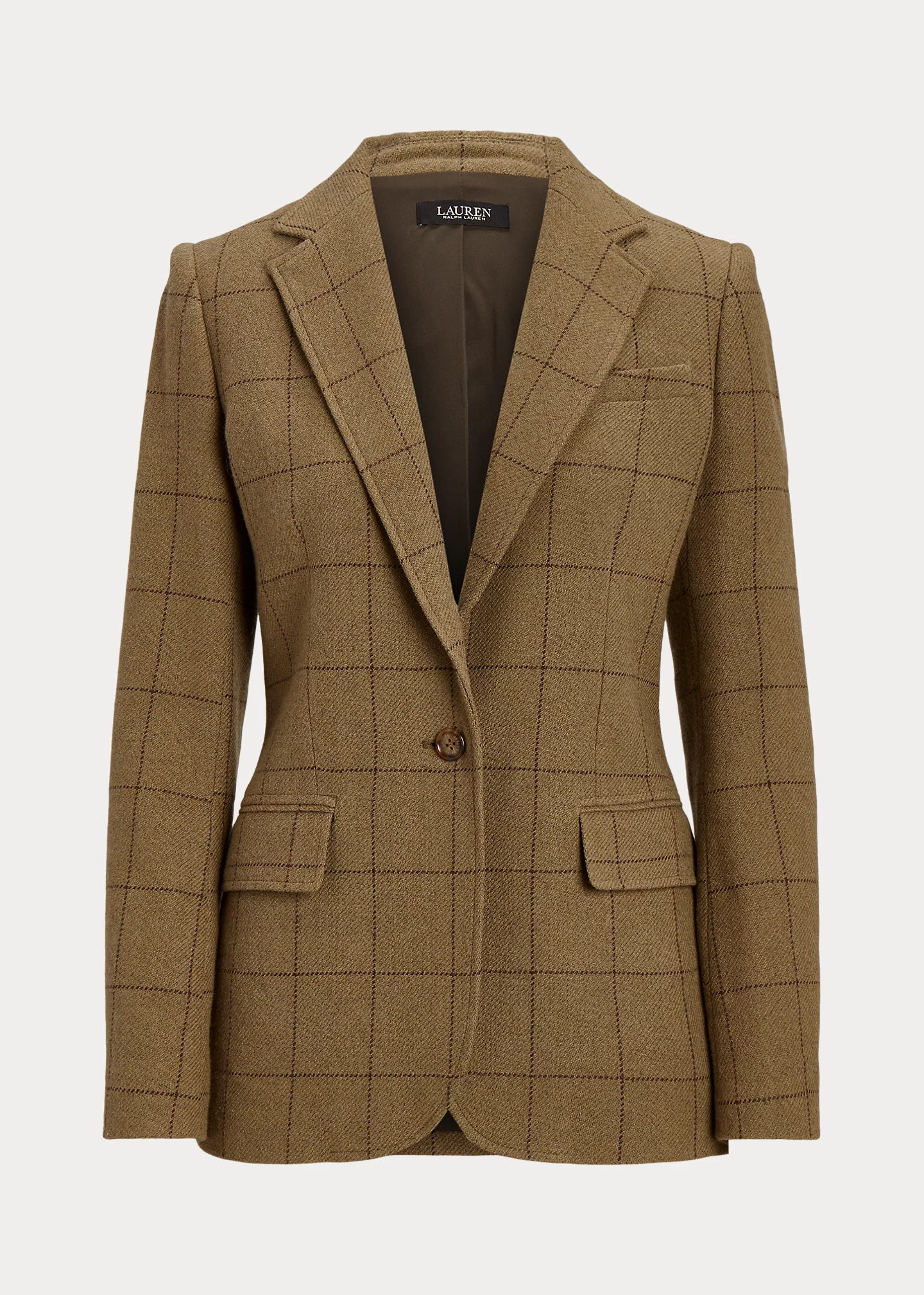 Windowpane Linen-Blend Twill Blazer