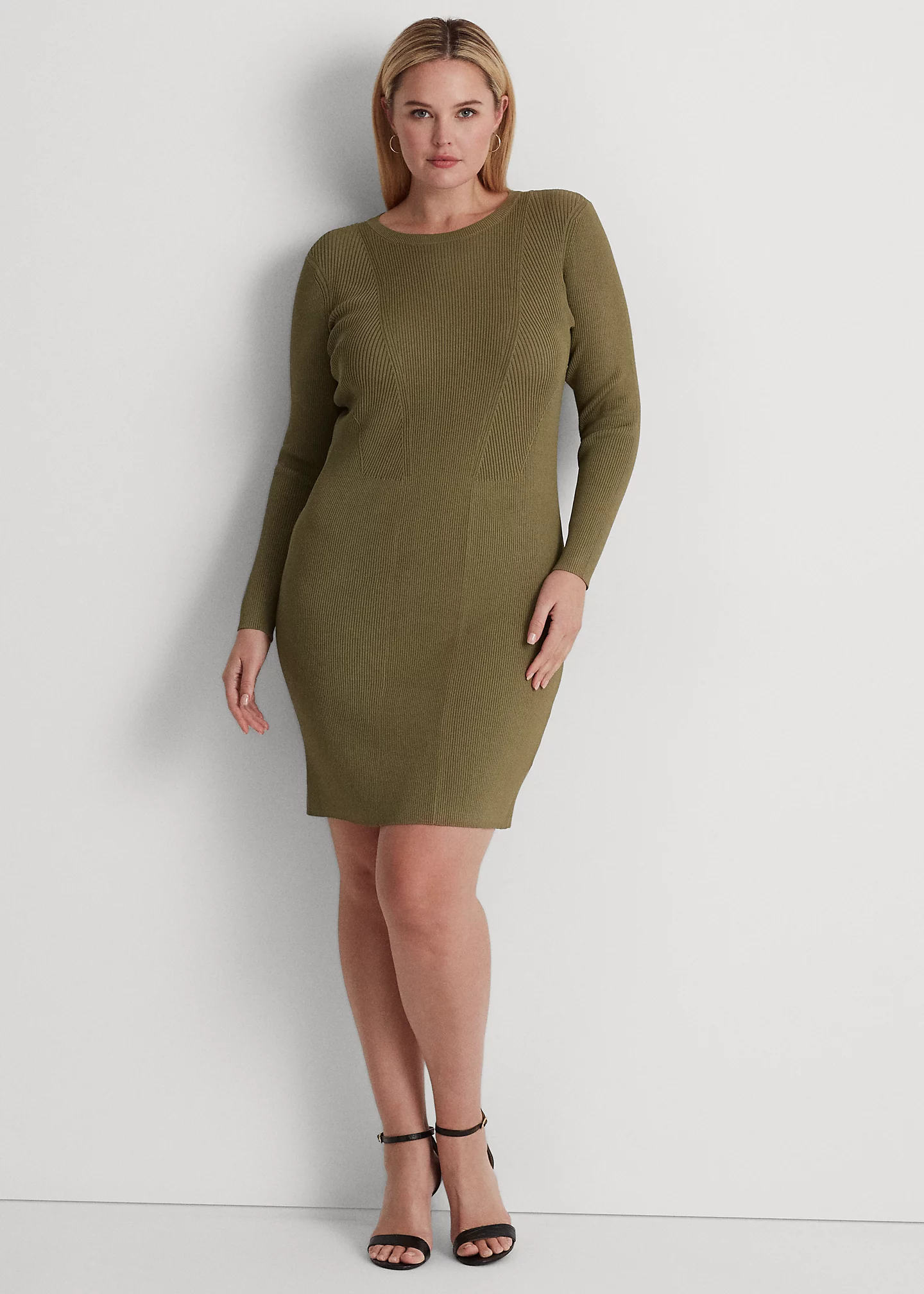 Rib-Knit Long-Sleeve Dress