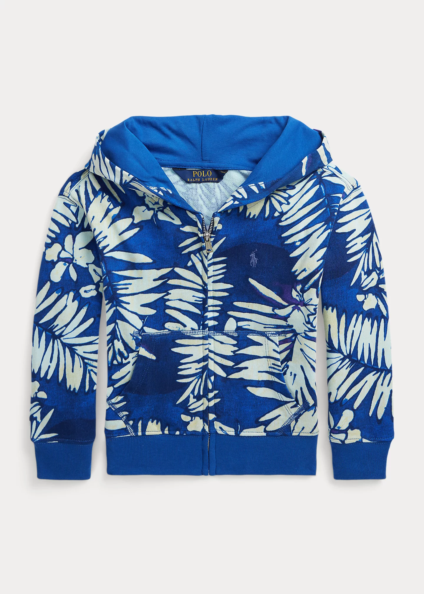 Tropical-Print Spa Terry Full-Zip Hoodie