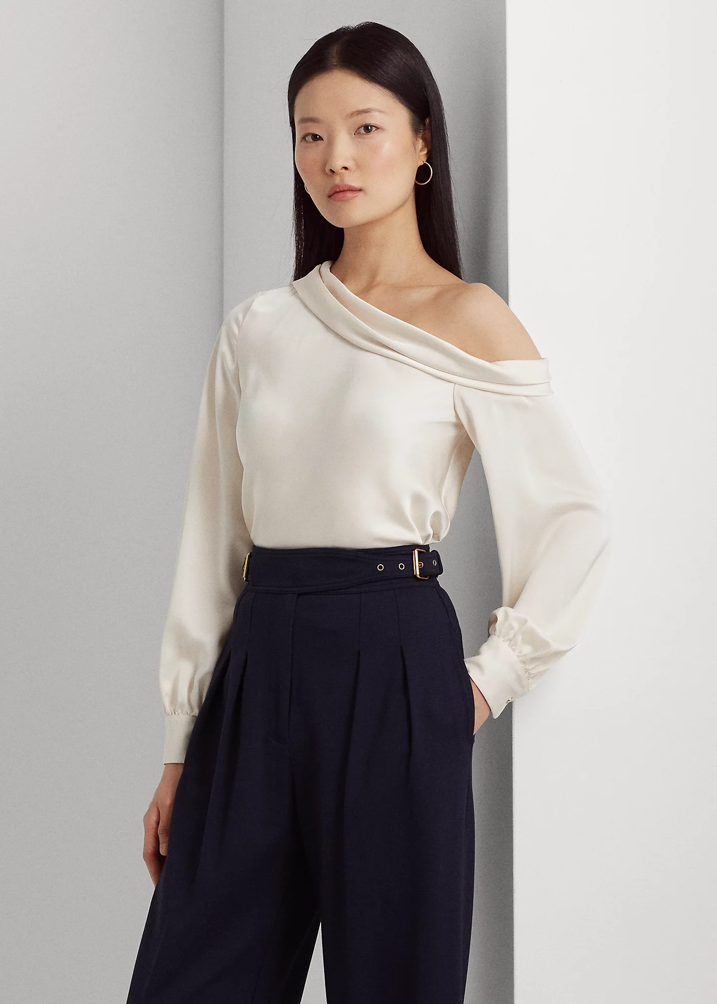 Satin One-Shoulder Blouse