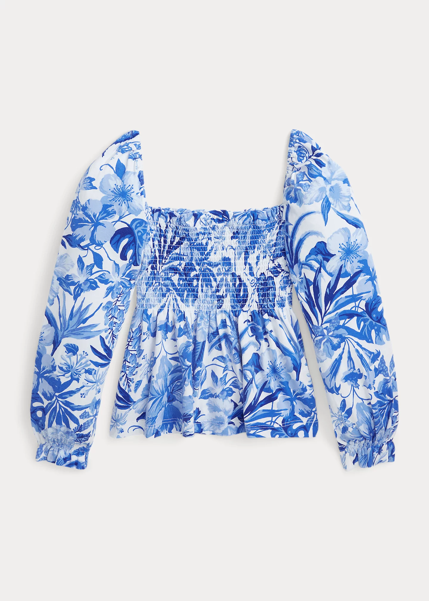 Floral Smocked Cotton Jersey Top