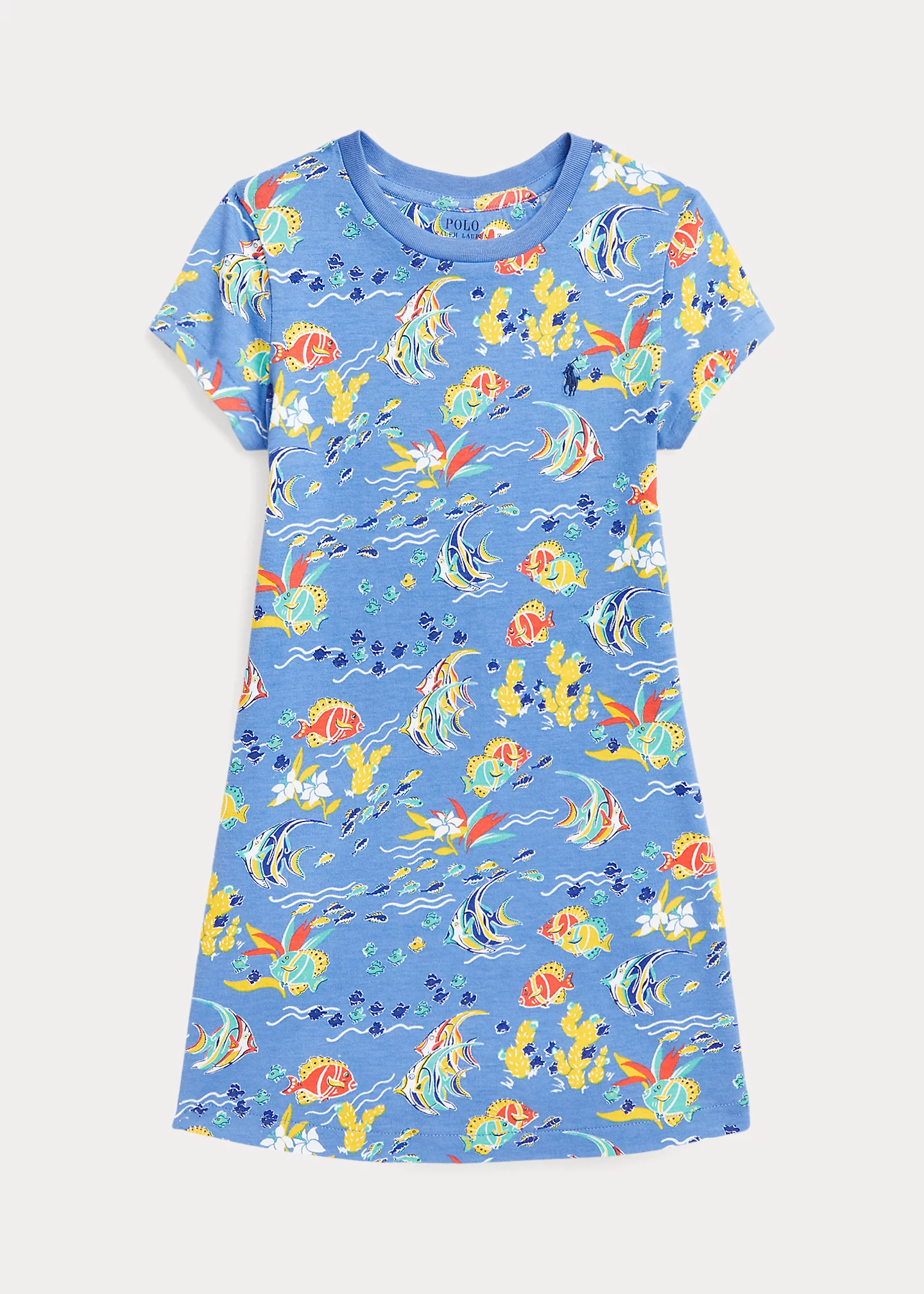 Tropical-Print Cotton Jersey Tee Dress