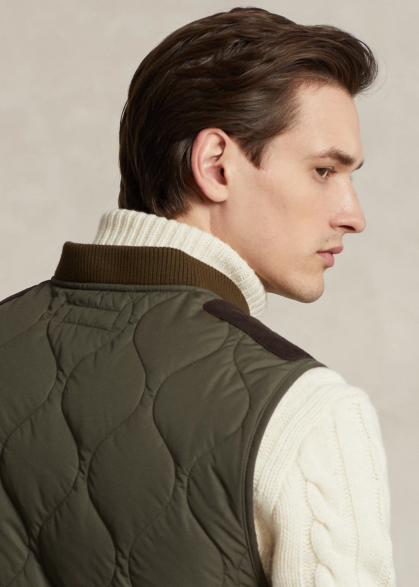 Suede-Trim Quilted Vest