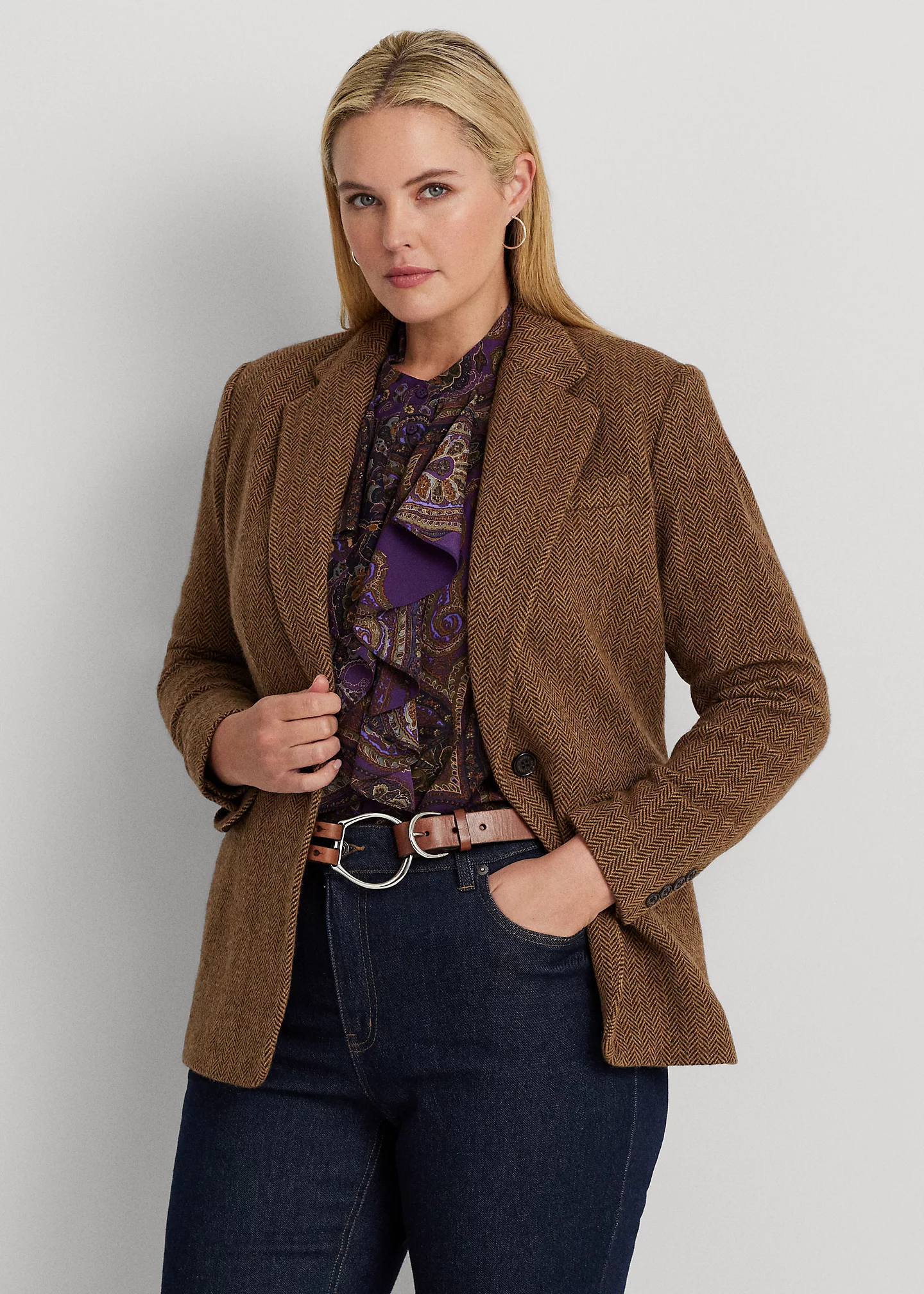 Wool-Blend Herringbone Blazer