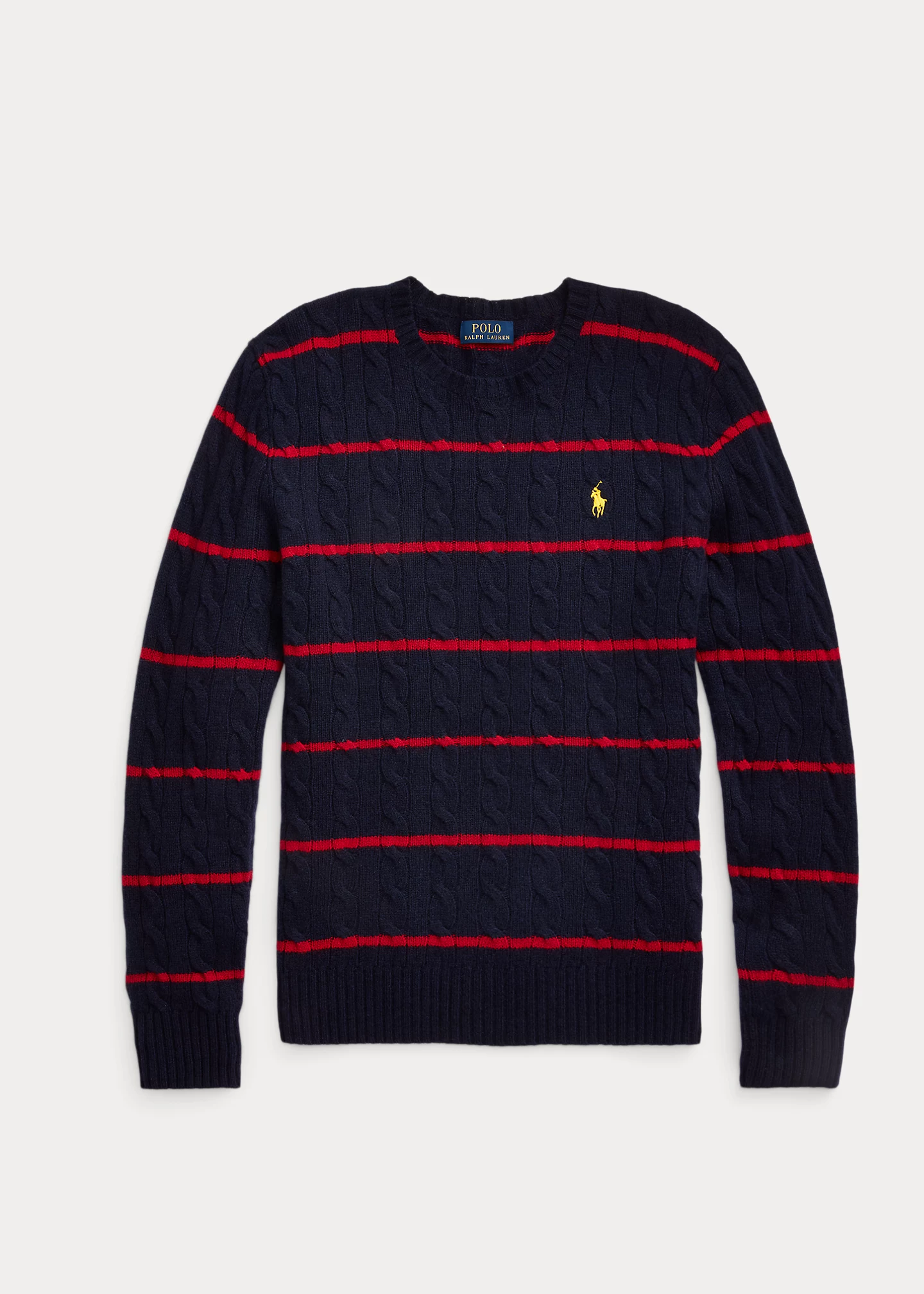 Striped Cable Wool-Cashmere Sweater
