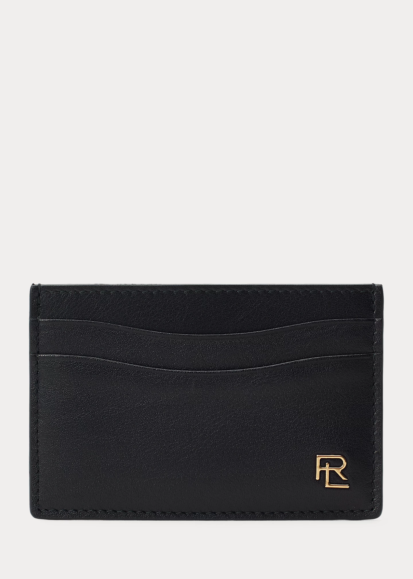 Metal-Plaque Leather Card Case