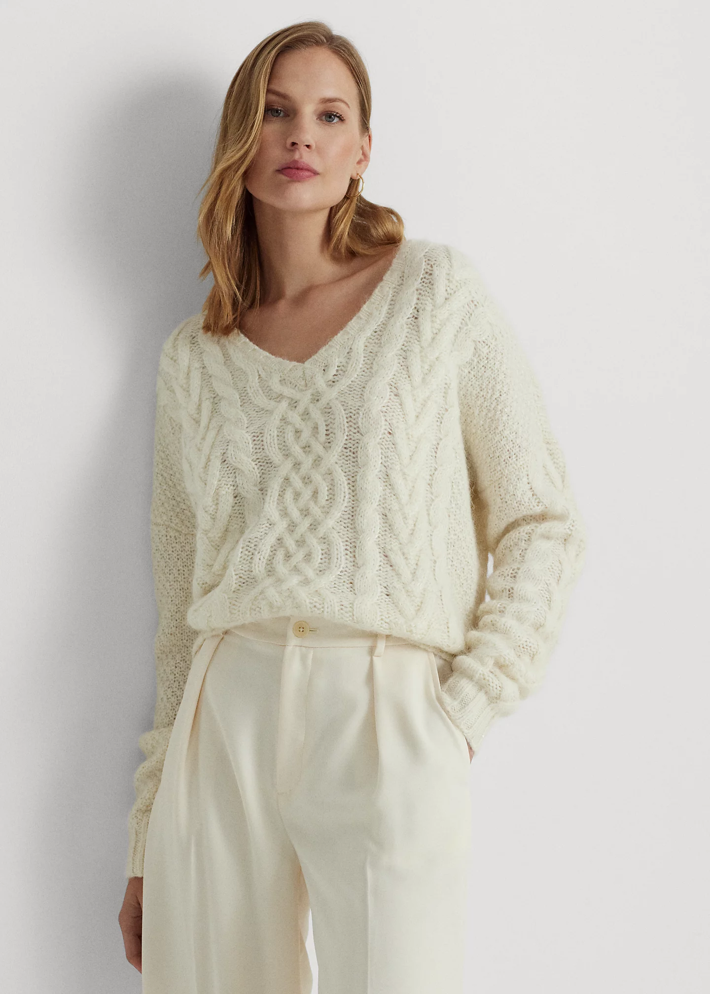 Sequined Wool-Blend Aran-Knit Sweater