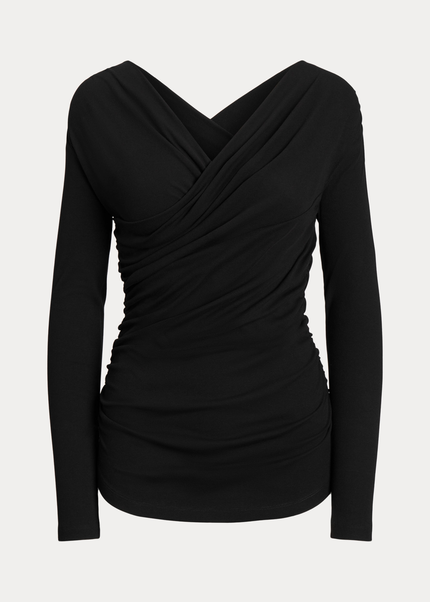 Ruched Asymmetrical Stretch Cotton Top