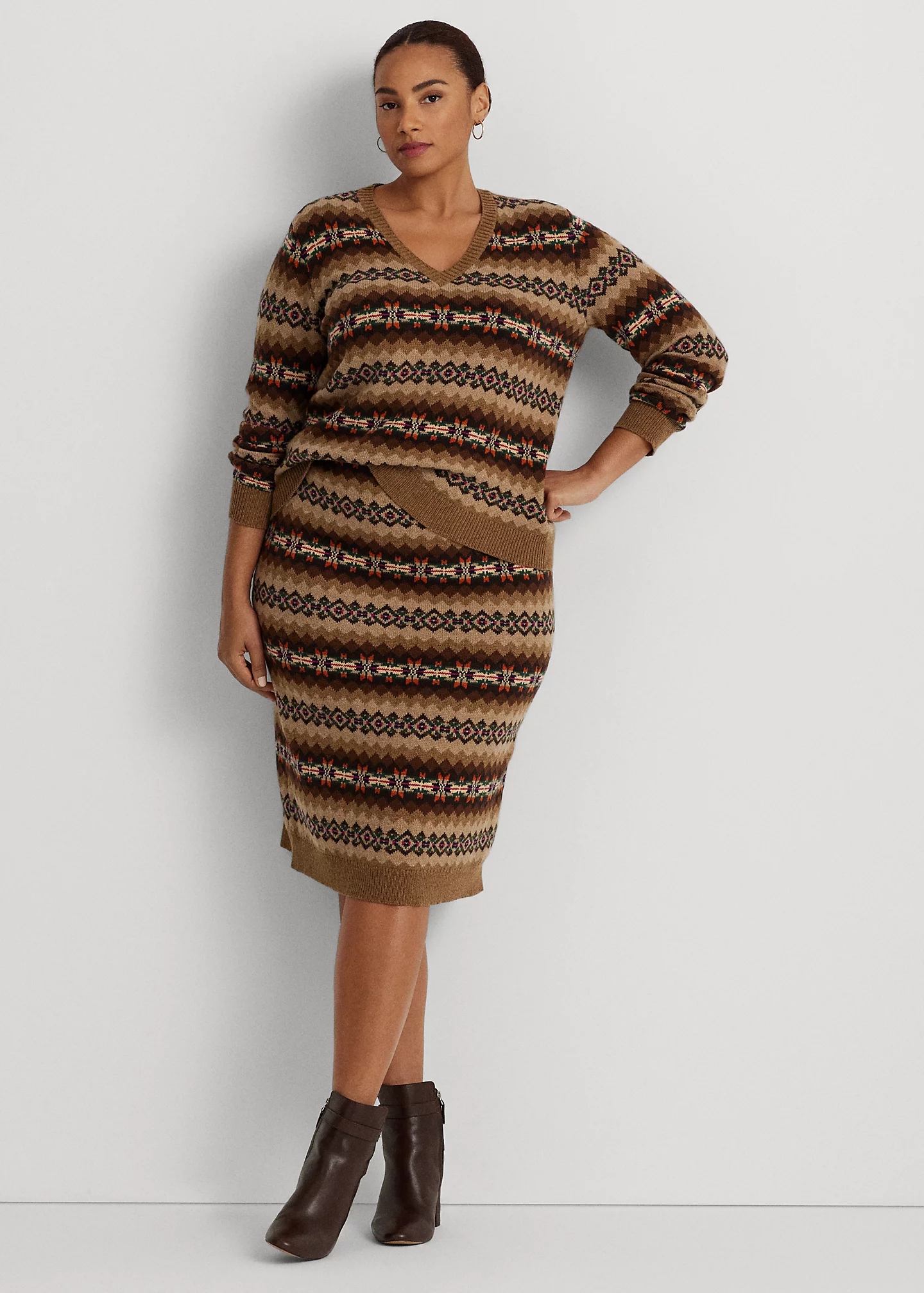 Fair Isle Wool-Blend Knit Pencil Skirt