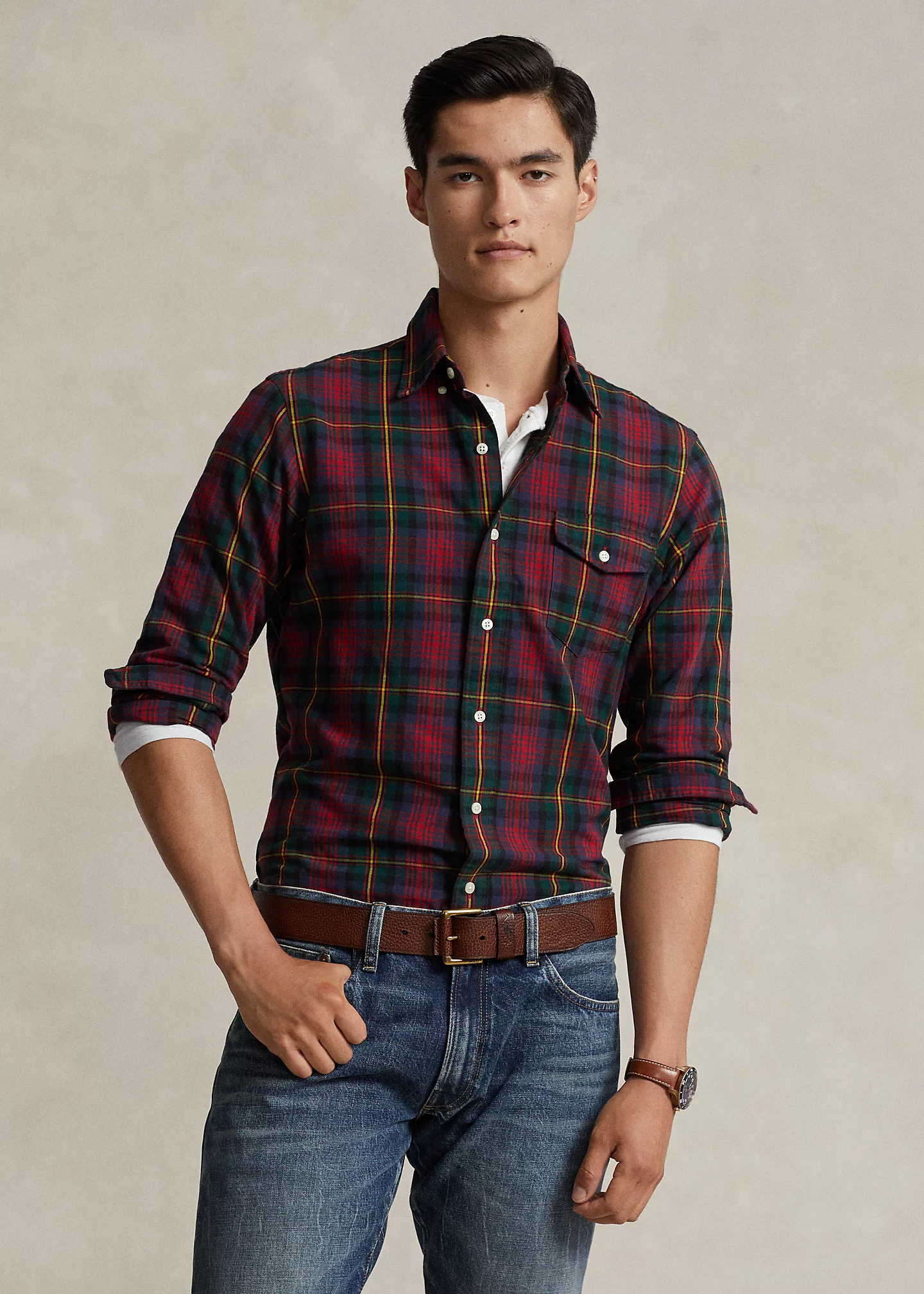 Classic Fit Plaid Oxford Shirt