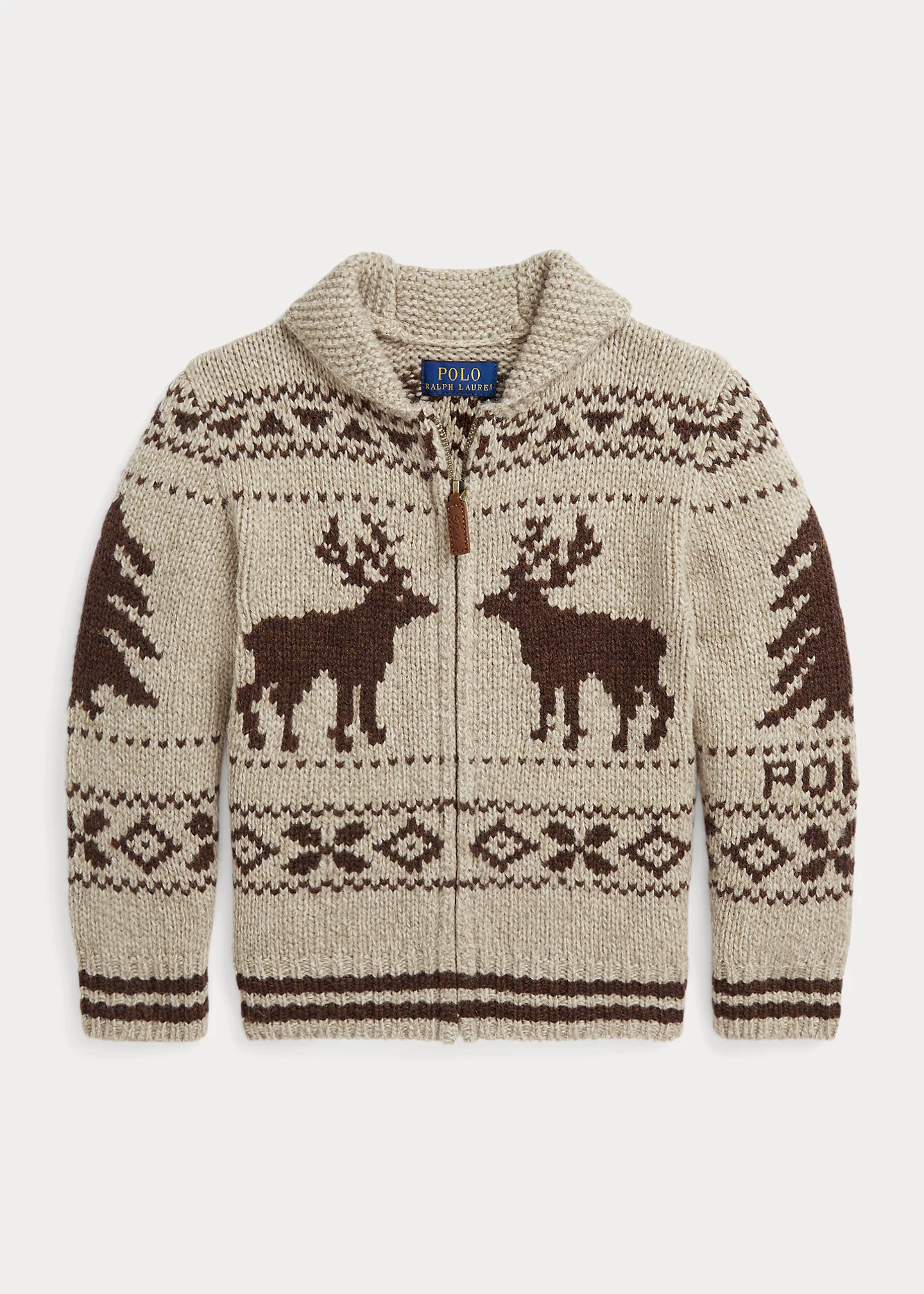 Reindeer Wool-Blend Full-Zip Sweater