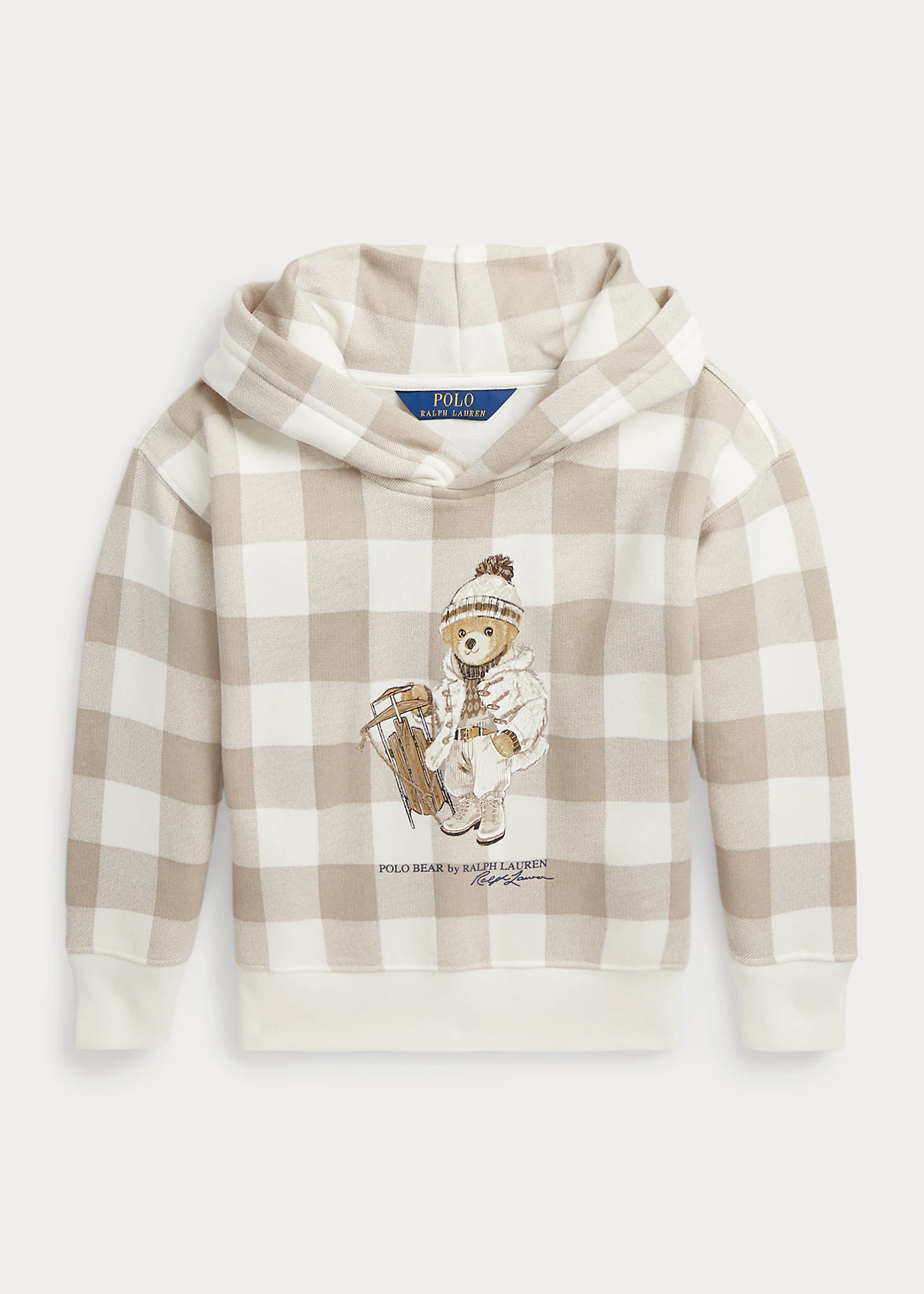 Plaid Polo Bear Fleece Hoodie